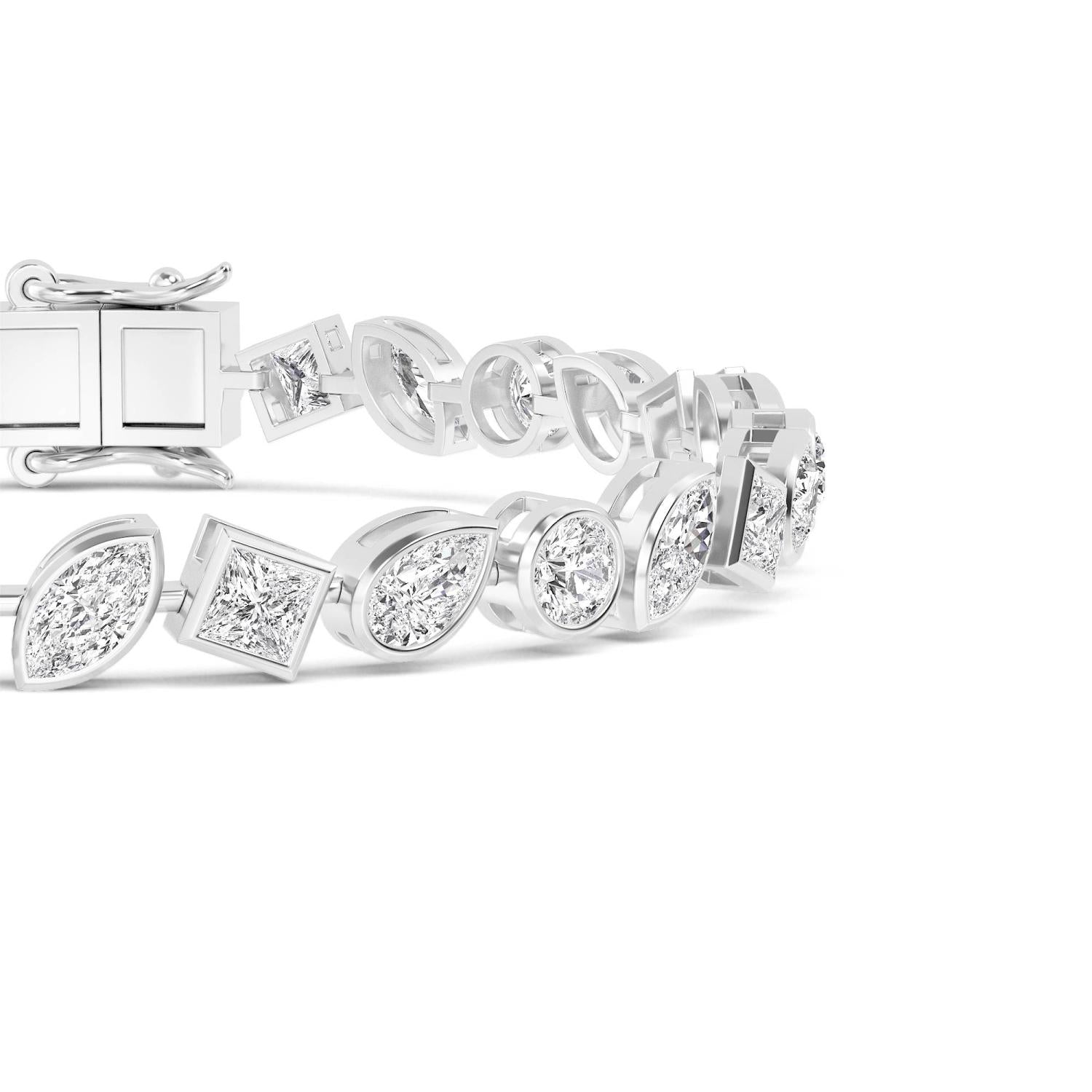 14K White Gold Lab Grown Diamond BRACELET 6.68 ctw SJBR20202MS-0.20CT-7IN