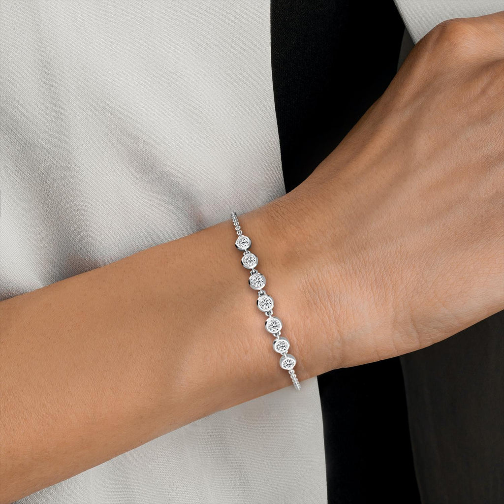 9K White Gold Lab Grown Diamond BRACELET 1.01 ctw SJBR20352-1.00CT
