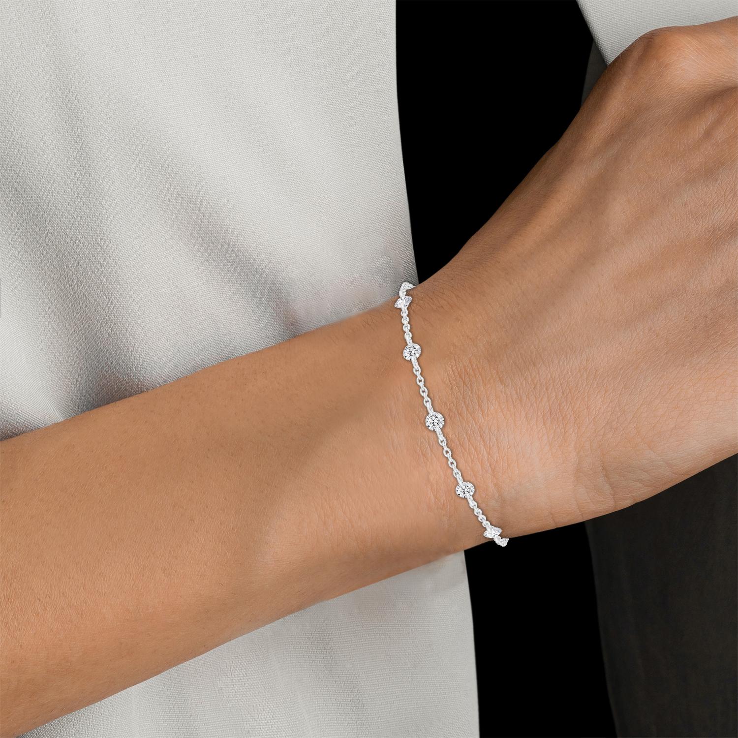 9K White Gold Lab Grown Diamond BRACELET 1.12 ctw SJBR20357-1.00CT