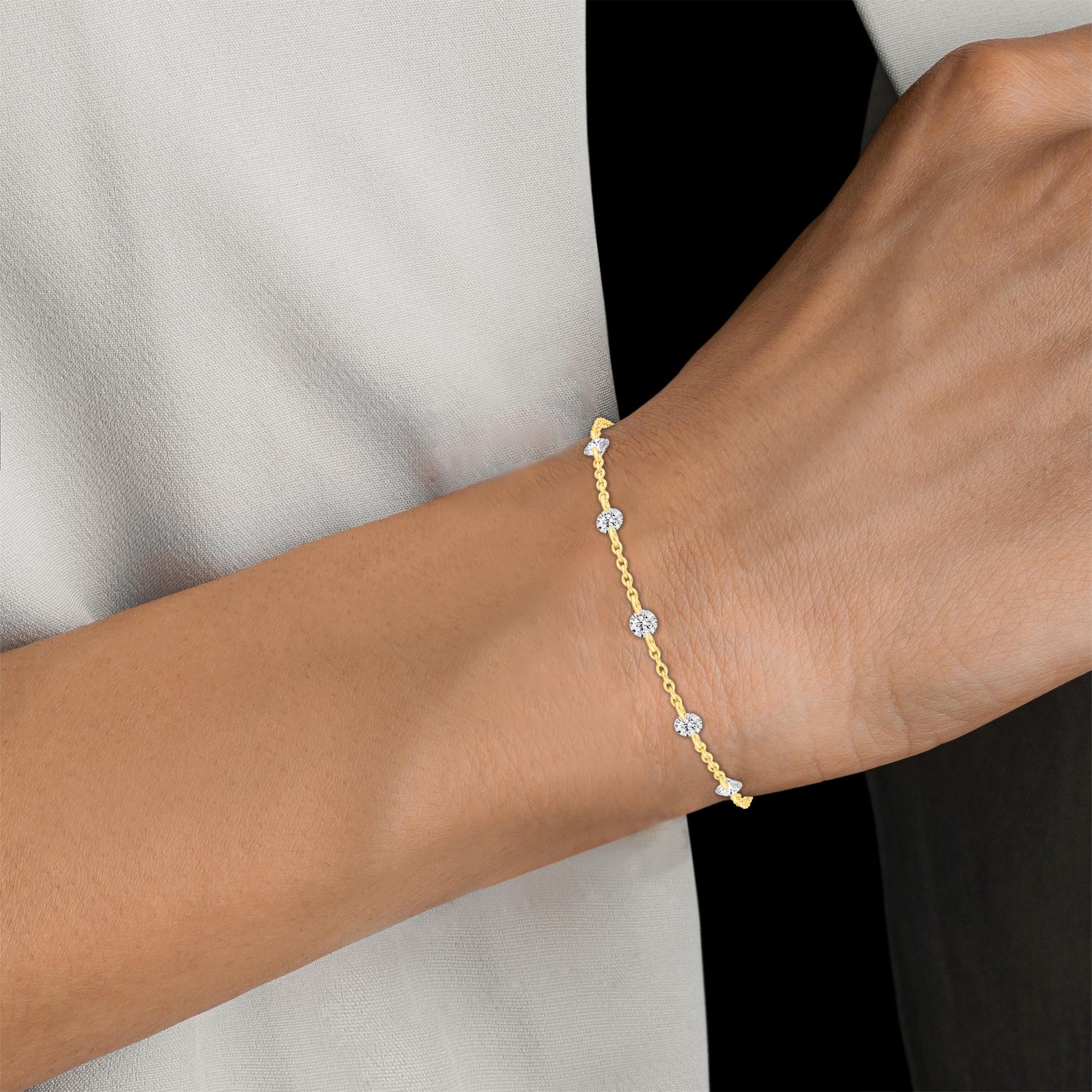 14K Yellow Gold Lab Grown Diamond BRACELET 1.12 ctw SJBR20357-1.00CT