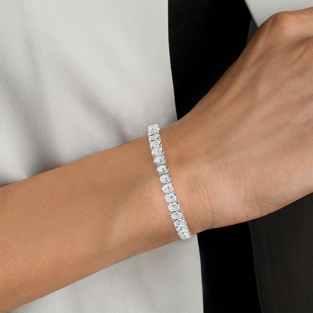 14K White Gold Lab Grown Diamond BRACELET 6.44 ctw SJBR20362OV-0.15PT-7IN