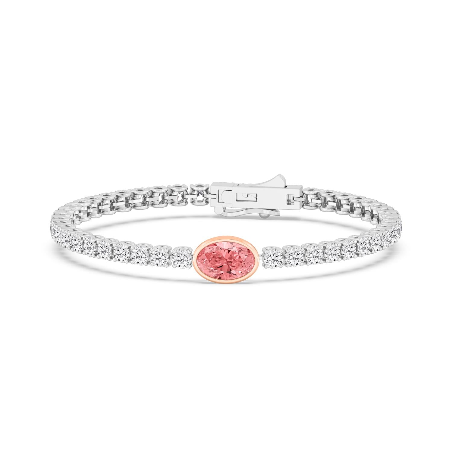 9K Rose & White Gold Lab Grown Diamond BRACELET 9.41 ctw SJBR20375OV-2.25CT-7IN