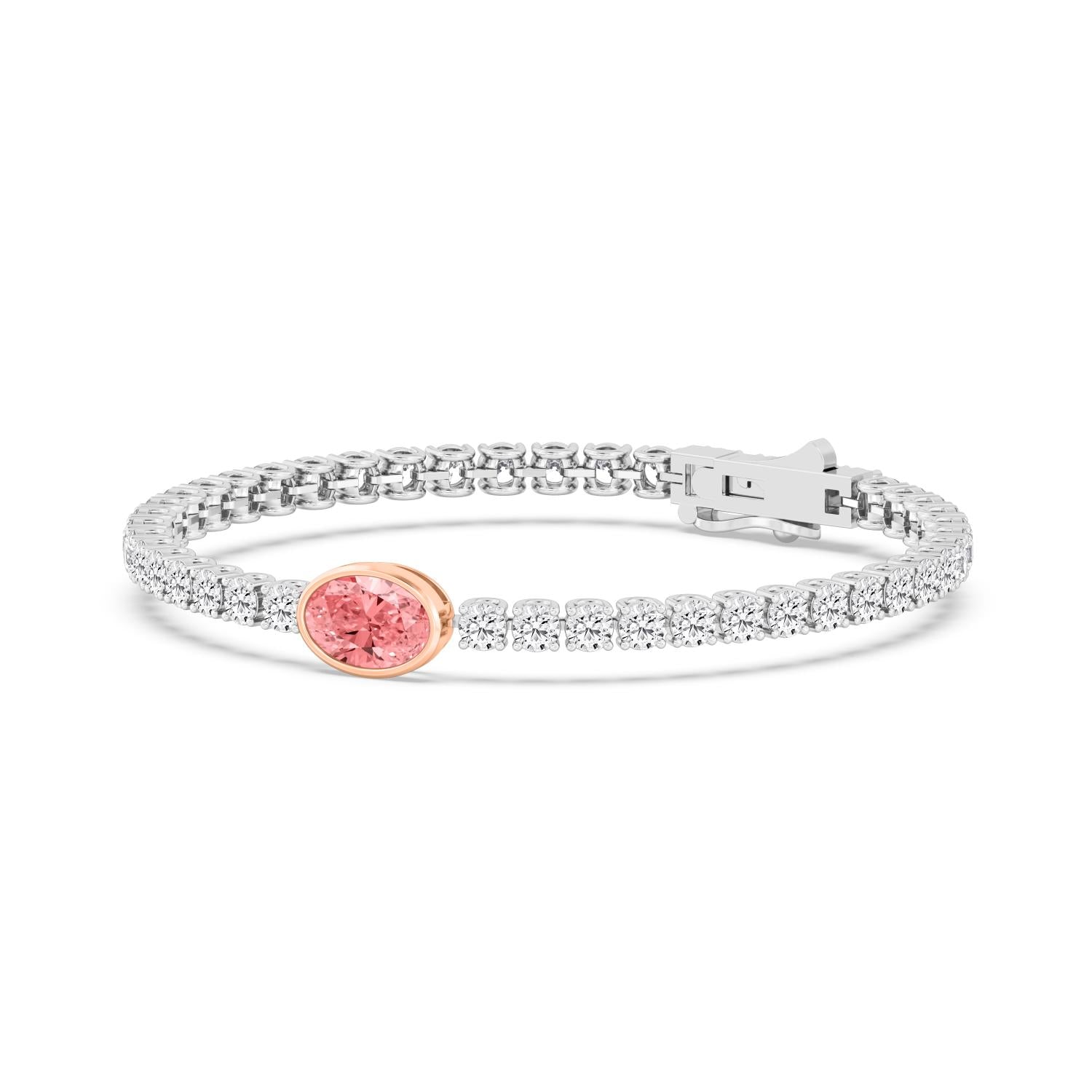 9K Rose & White Gold Lab Grown Diamond BRACELET 9.41 ctw SJBR20375OV-2.25CT-7IN