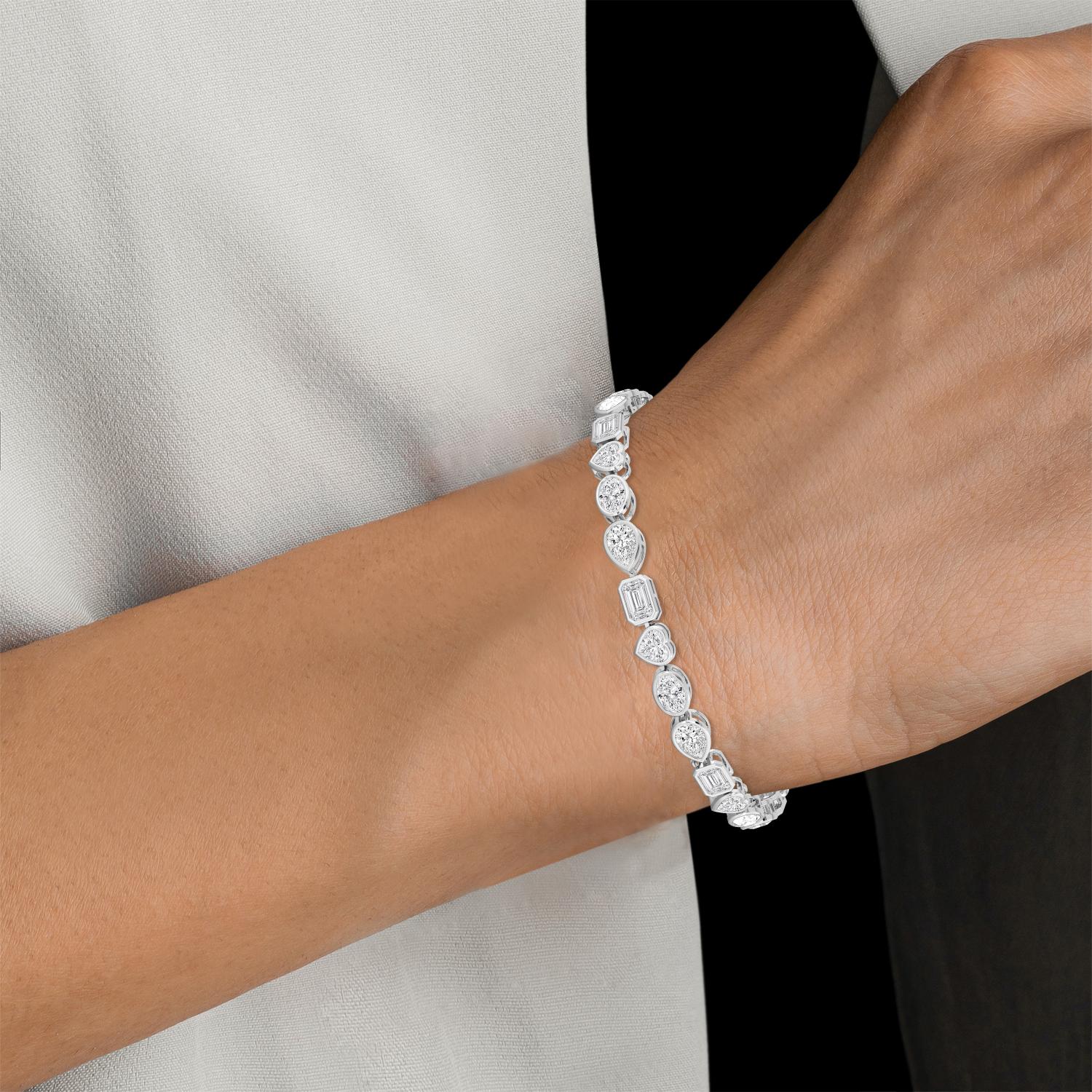 14K White Gold Lab Grown Diamond BRACELET 10.46 ctw SJBR20479MS-10.25CT-7IN
