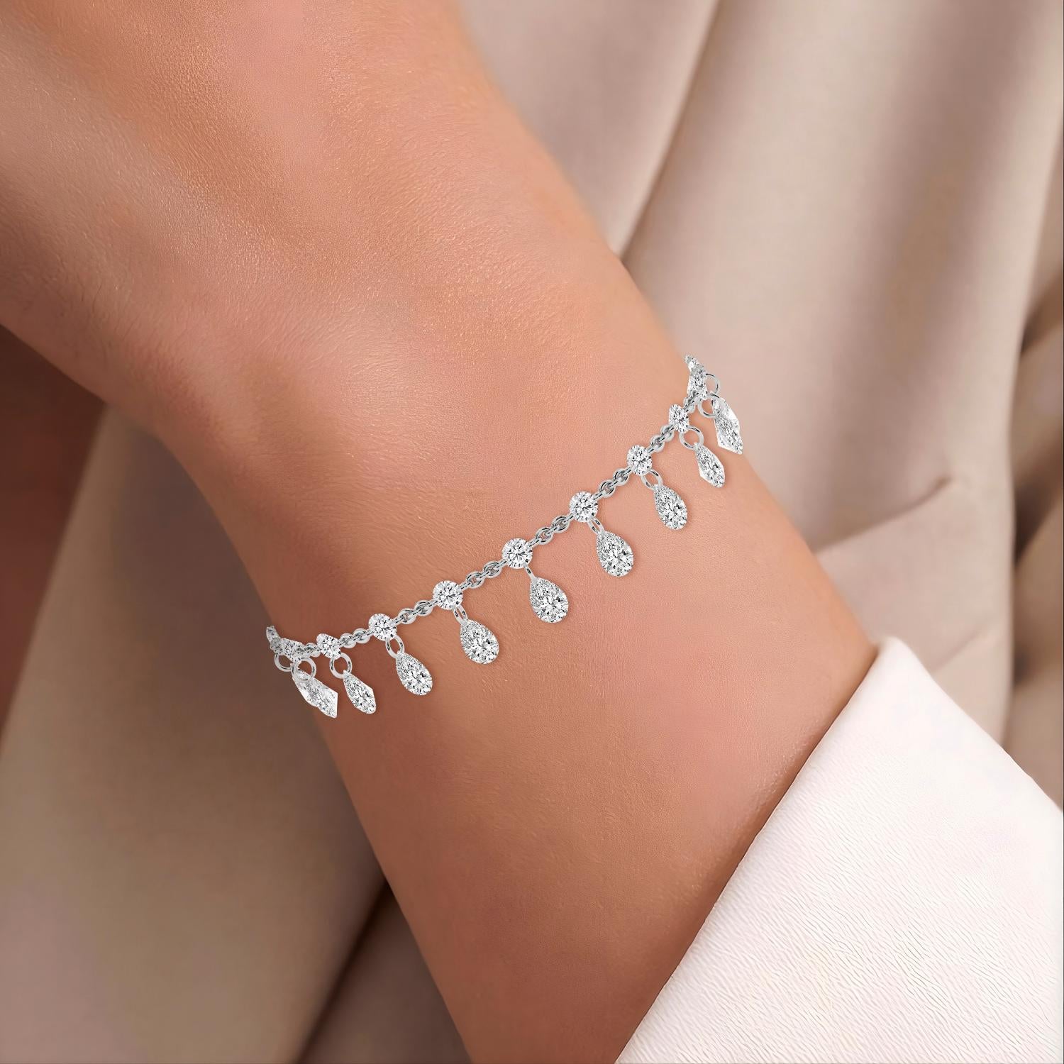 14K White Gold Lab Grown Diamond BRACELET 5.79 ctw SJBR20626-5.83CT-7IN