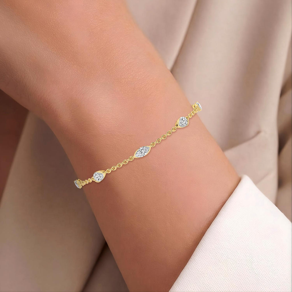 9K Yellow Gold Lab Grown Diamond BRACELET 1.81 ctw SJBR20649MQPE-1.83CT
