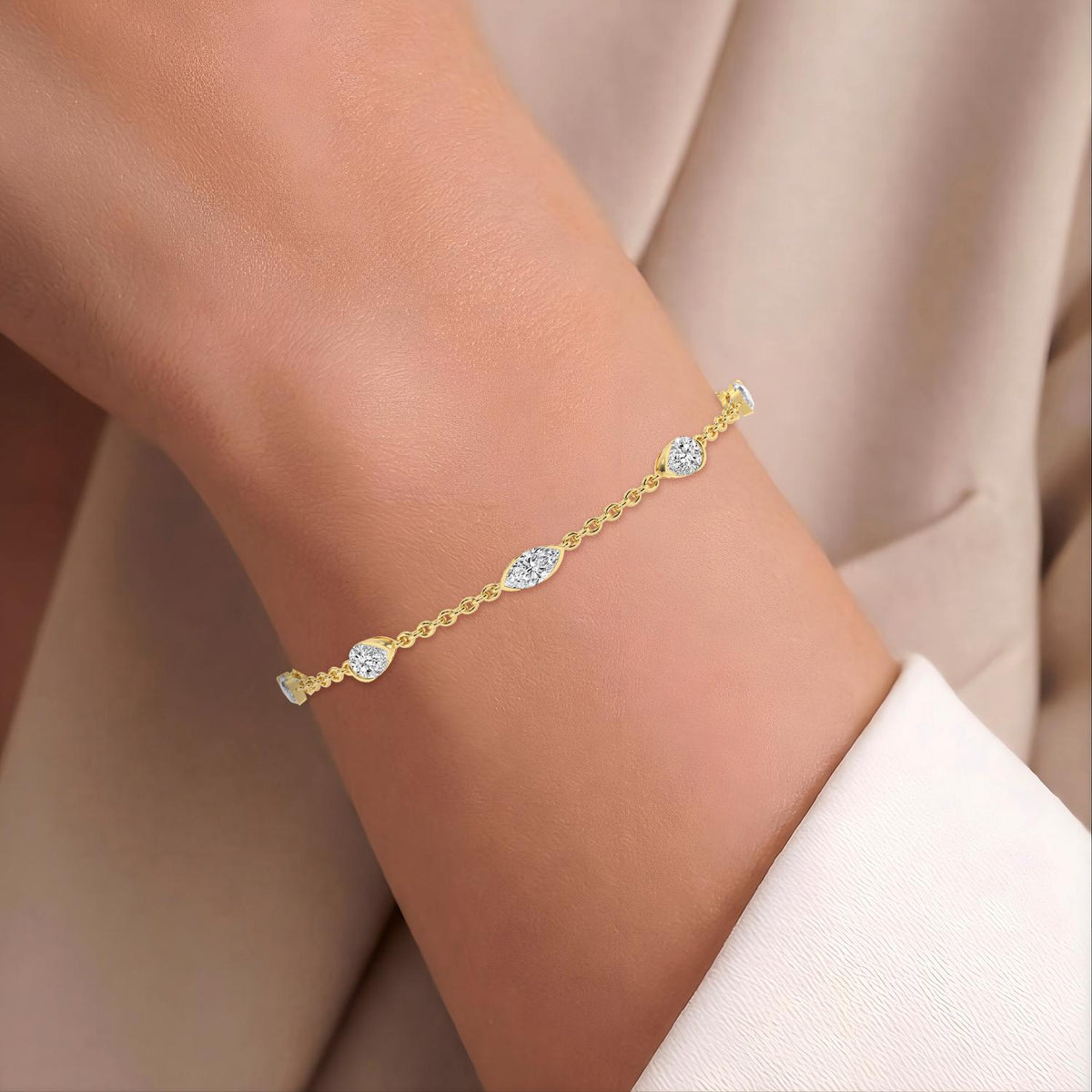 9K Yellow Gold Lab Grown Diamond BRACELET 1.81 ctw SJBR20649MQPE-1.83CT