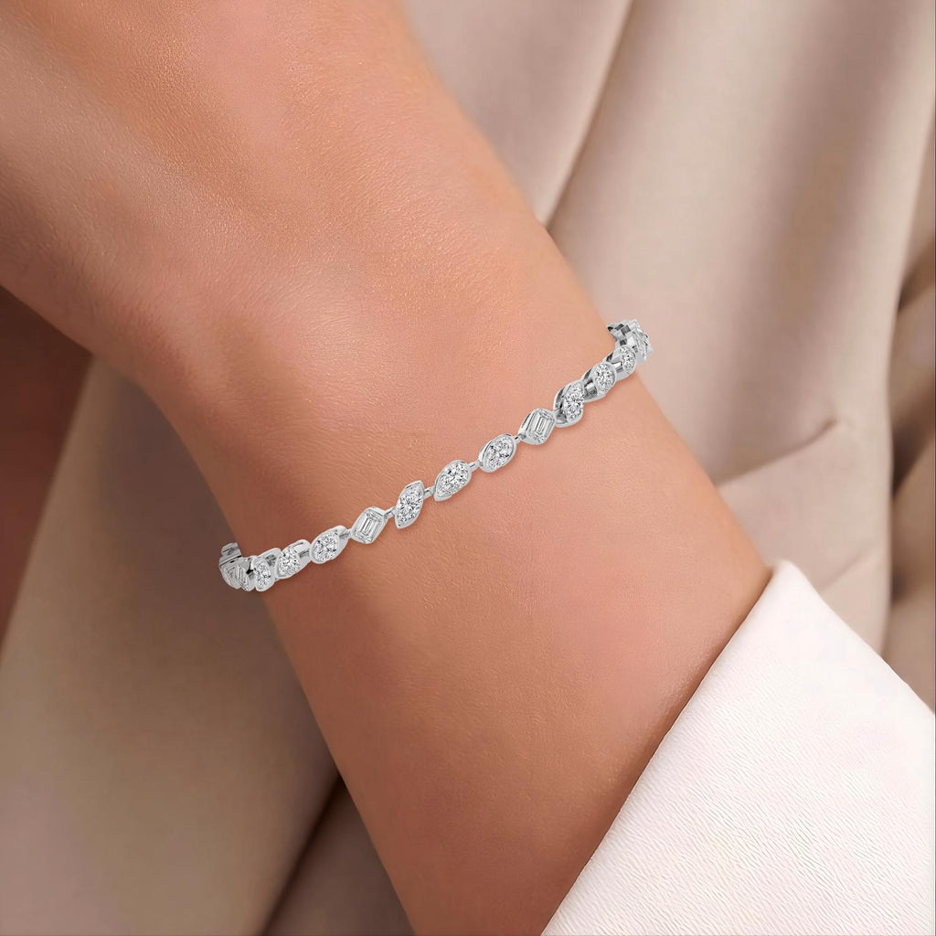 9K White Gold Lab Grown Diamond BRACELET 6.49 ctw SJBR20651MS-0.20PT-7IN