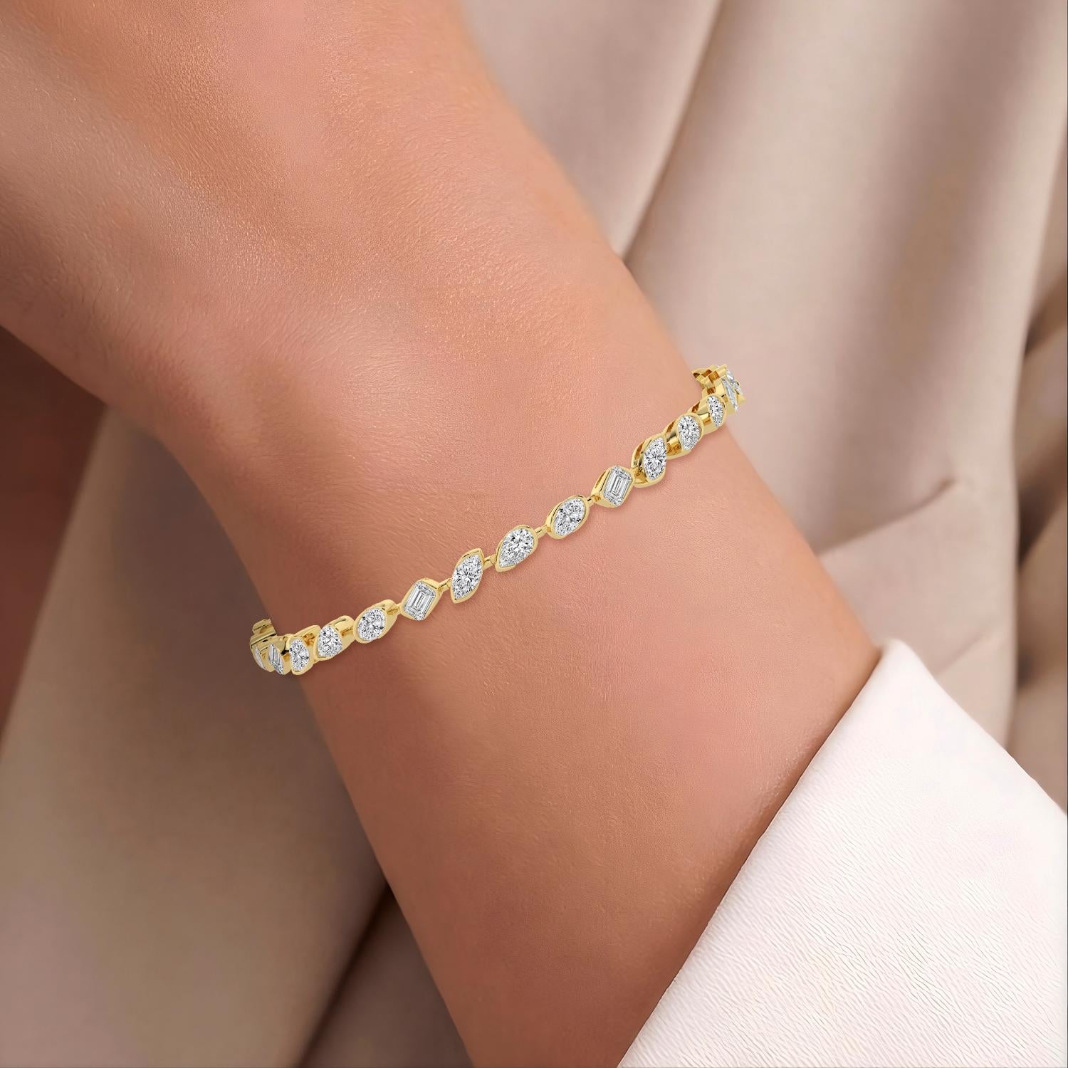 10K Yellow Gold Lab Grown Diamond BRACELET 6.49 ctw SJBR20651MS-0.20PT-7IN