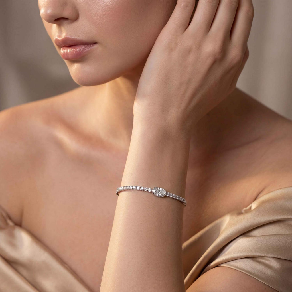 9K White Gold Lab Grown Diamond BRACELET 4.81 ctw SJBR20654-5.00CT-7IN