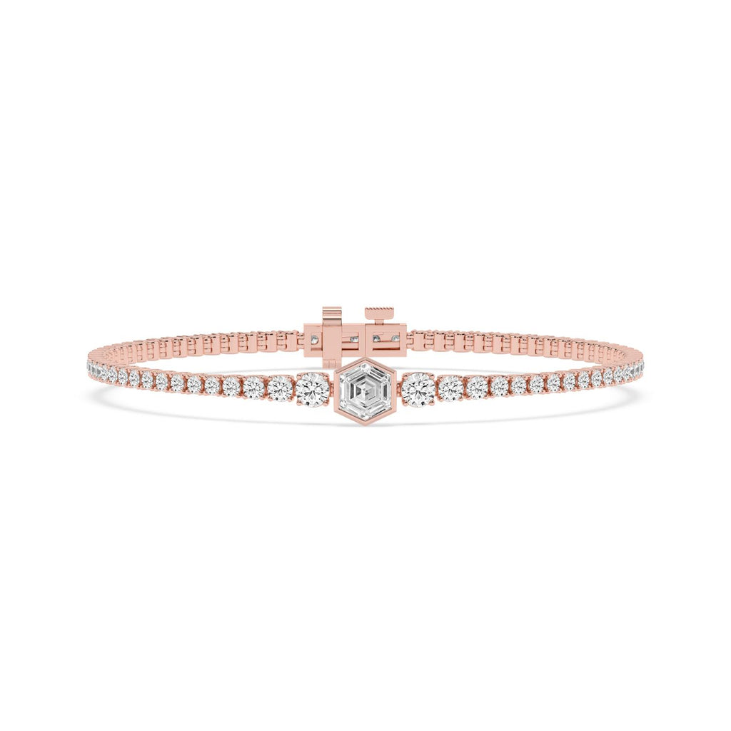 9K Rose Gold Lab Grown Diamond BRACELET 5.12 ctw SJBR20656-5.38CT-7IN
