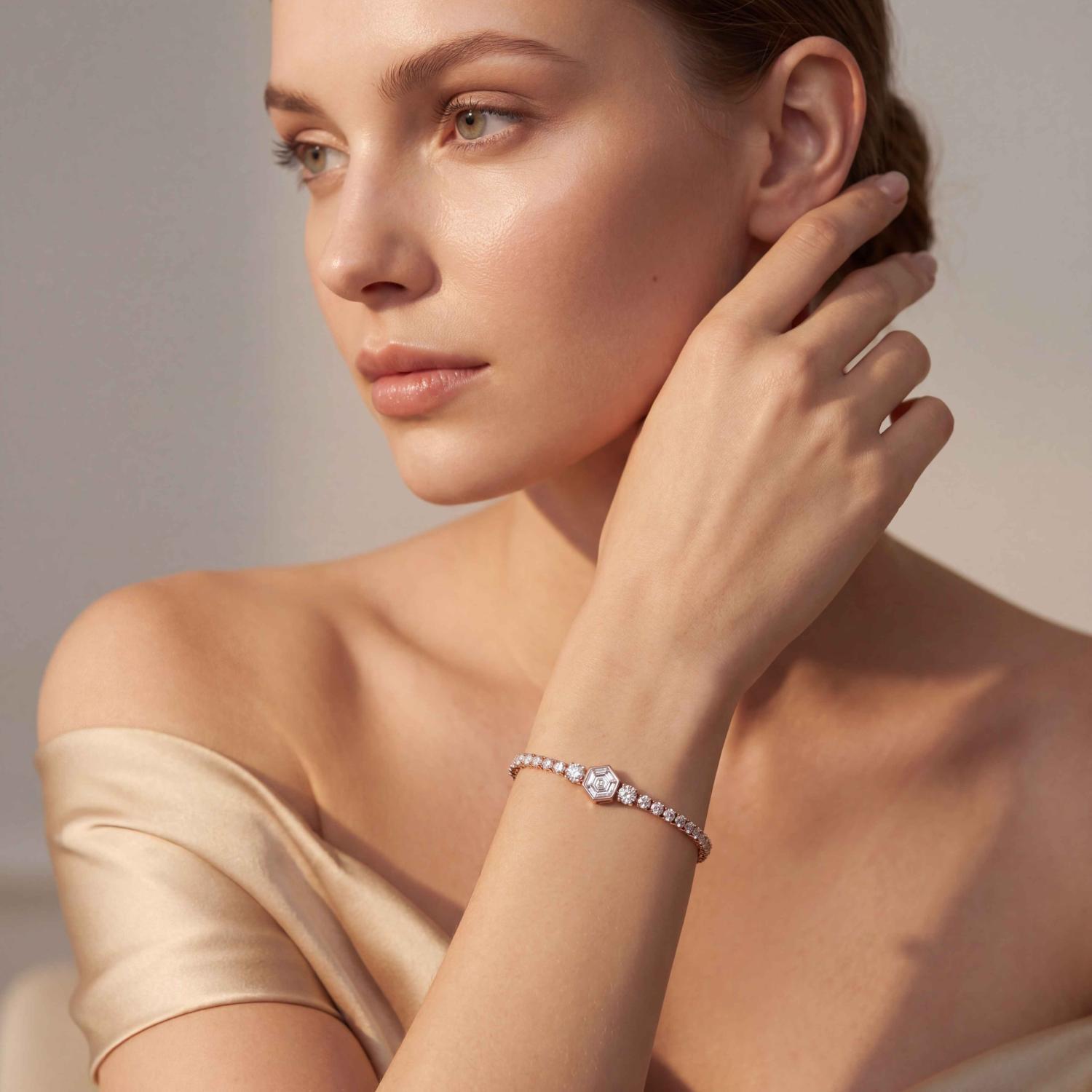 9K Rose Gold Lab Grown Diamond BRACELET 5.12 ctw SJBR20656-5.38CT-7IN