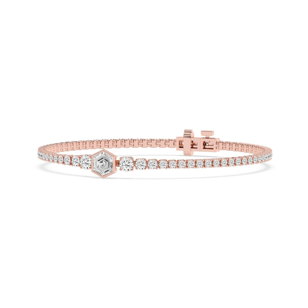 9K Rose Gold Lab Grown Diamond BRACELET 5.12 ctw SJBR20656-5.38CT-7IN