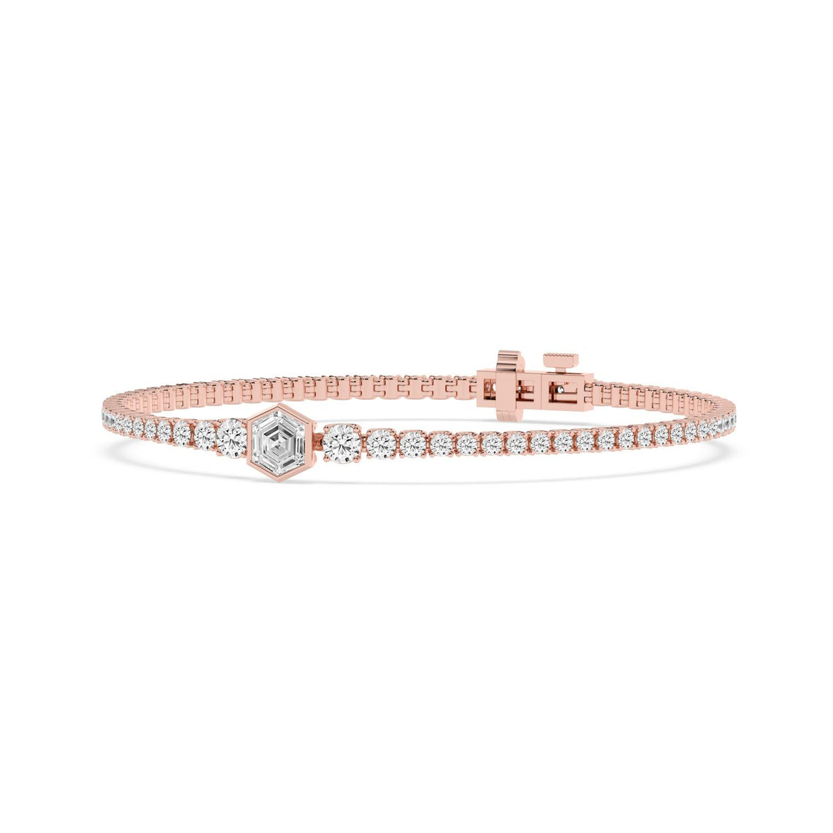 9K Rose Gold Lab Grown Diamond BRACELET 5.12 ctw SJBR20656-5.38CT-7IN