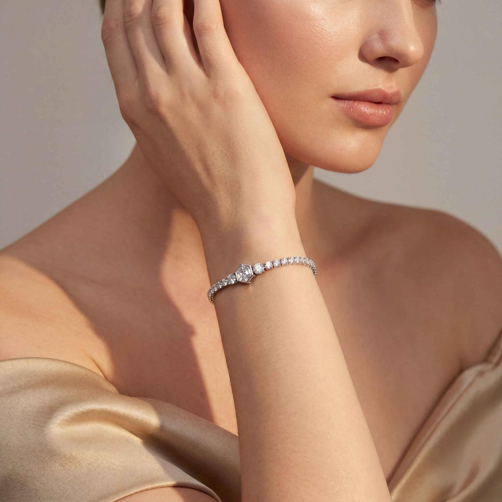 9K White Gold Lab Grown Diamond BRACELET 5.12 ctw SJBR20656-5.38CT-7IN