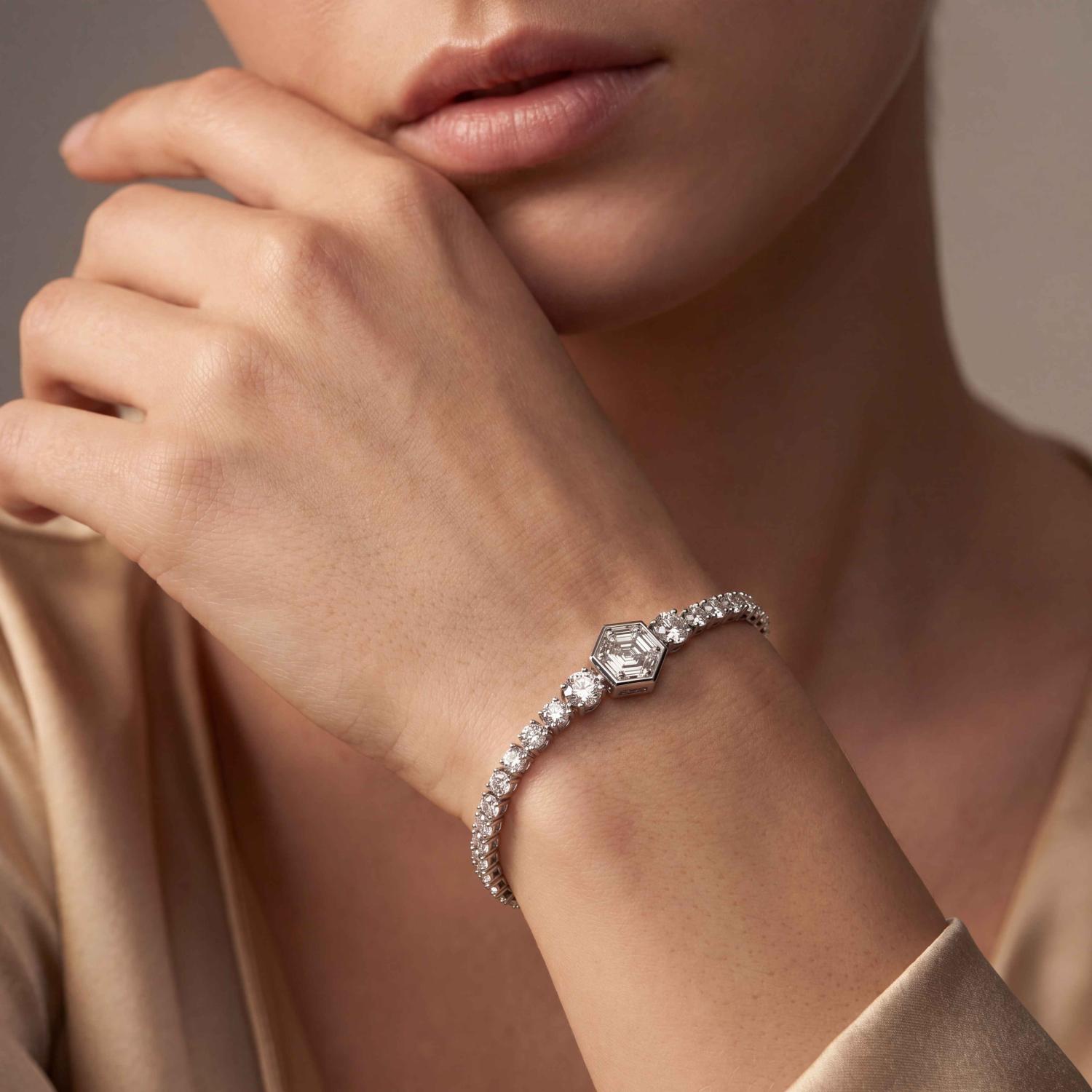 9K White Gold Lab Grown Diamond BRACELET 5.12 ctw SJBR20656-5.38CT-7IN