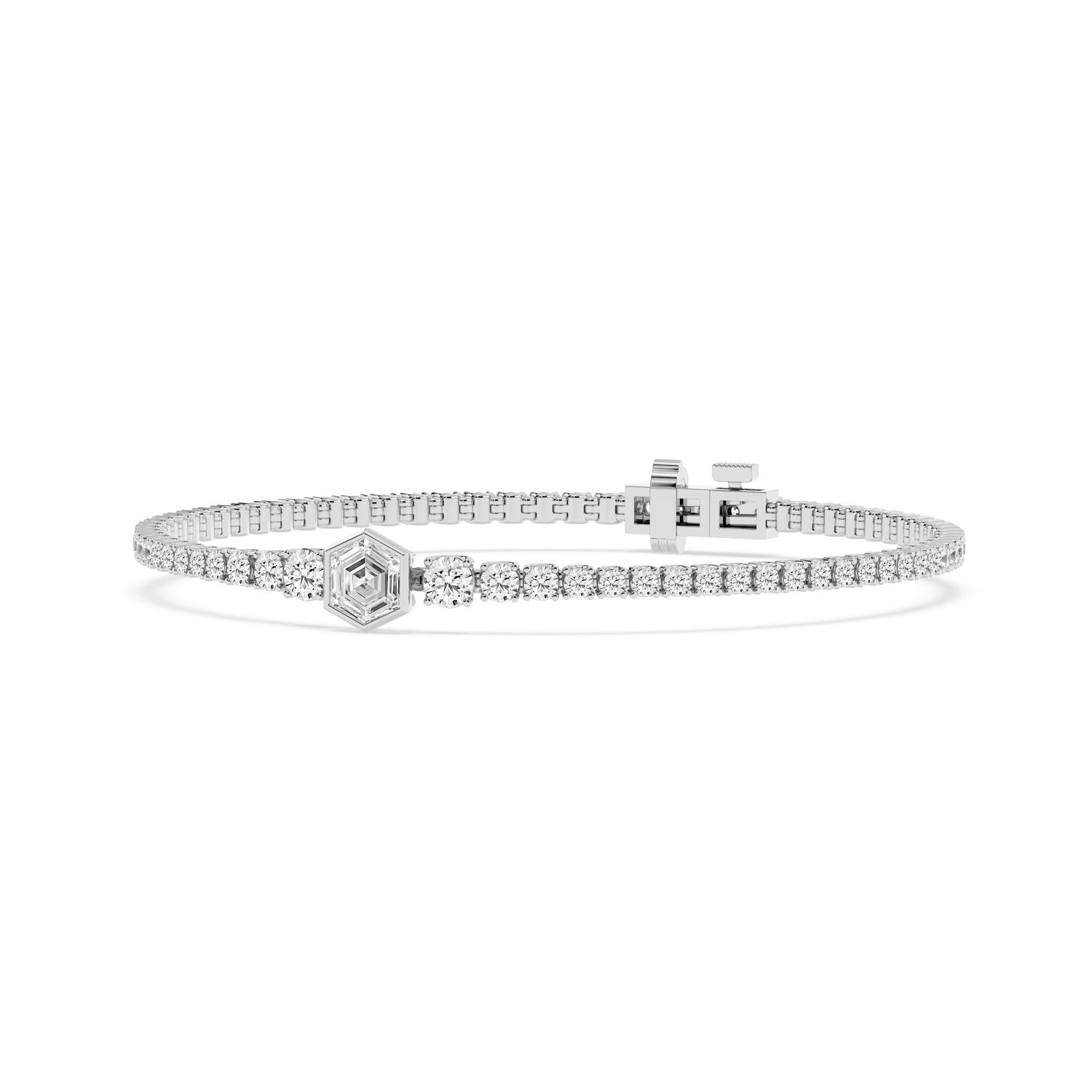 9K White Gold Lab Grown Diamond BRACELET 5.12 ctw SJBR20656-5.38CT-7IN
