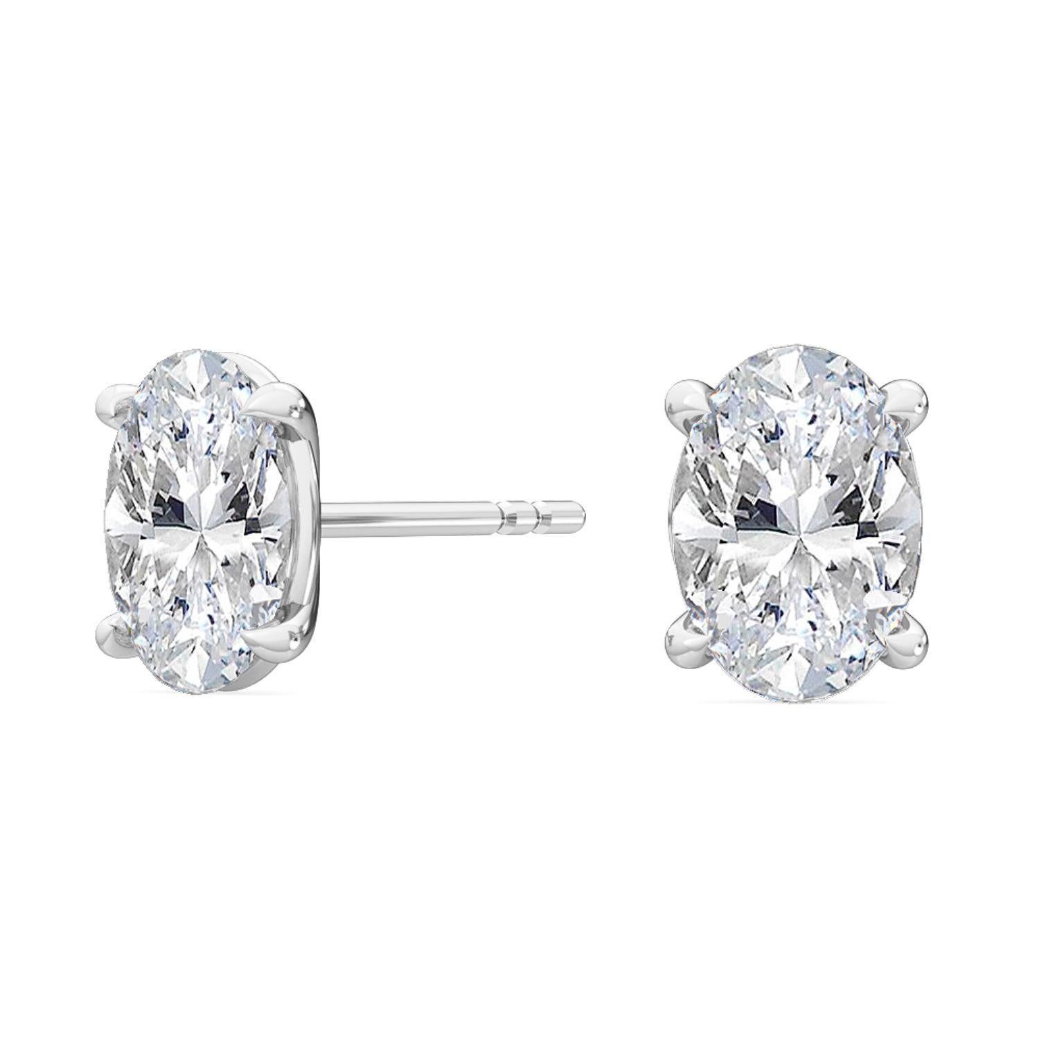 9K White Gold Lab Grown Diamond EARRINGS 1.12 ctw SJE32005OV-1.00CT