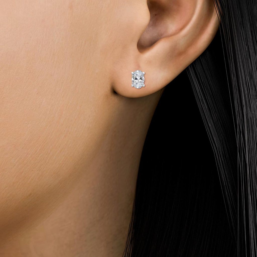 9K White Gold Lab Grown Diamond EARRINGS 1.12 ctw SJE32005OV-1.00CT