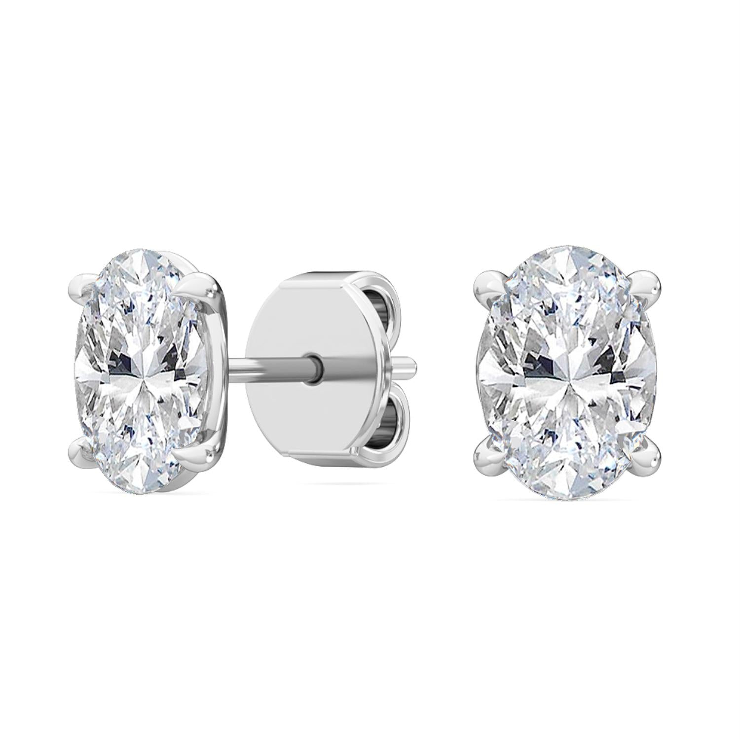 9K White Gold Lab Grown Diamond EARRINGS 1.12 ctw SJE32005OV-1.00CT