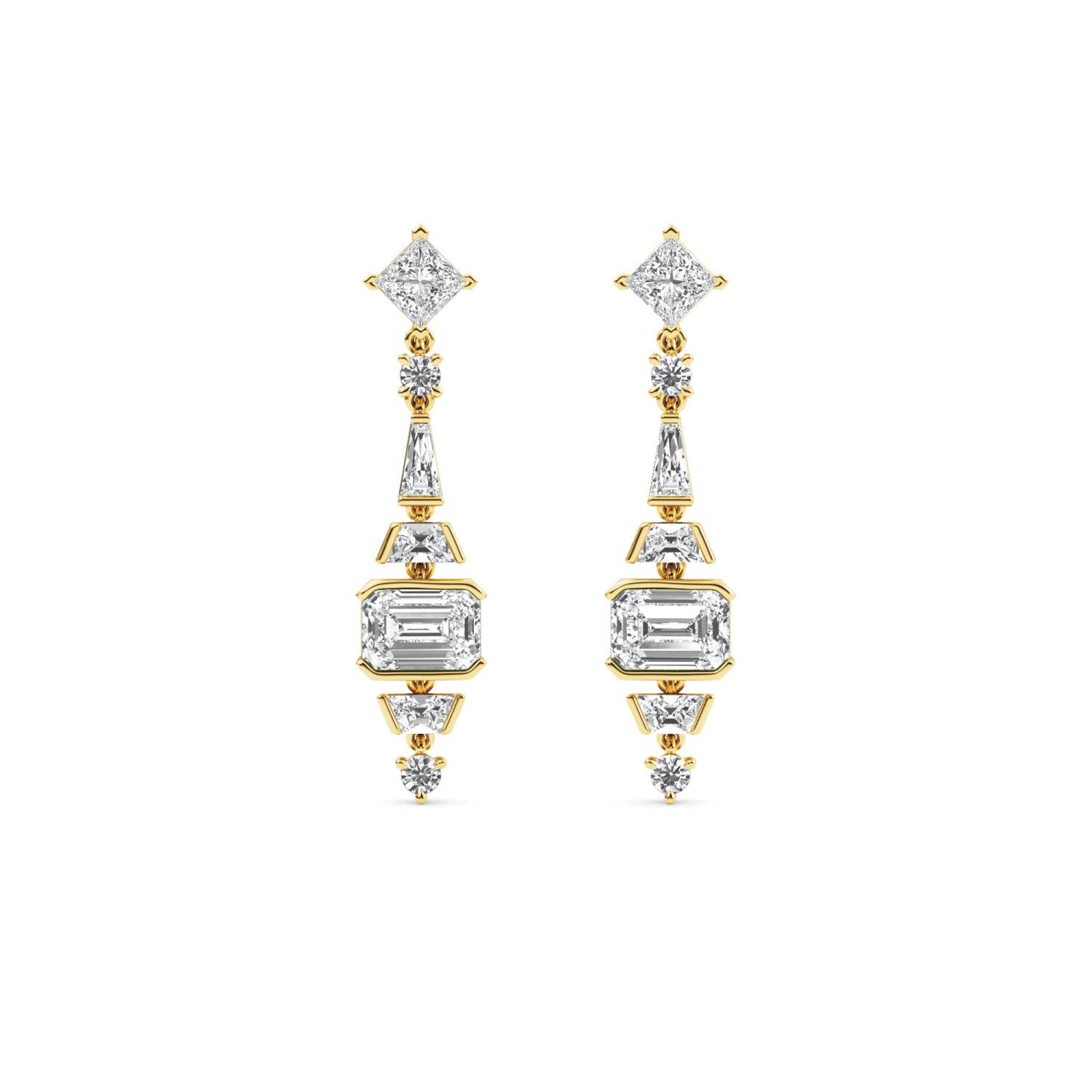 18K Yellow Gold Lab Grown Diamond EARRINGS 3.75 ctw SJE33403_D-3.75CT