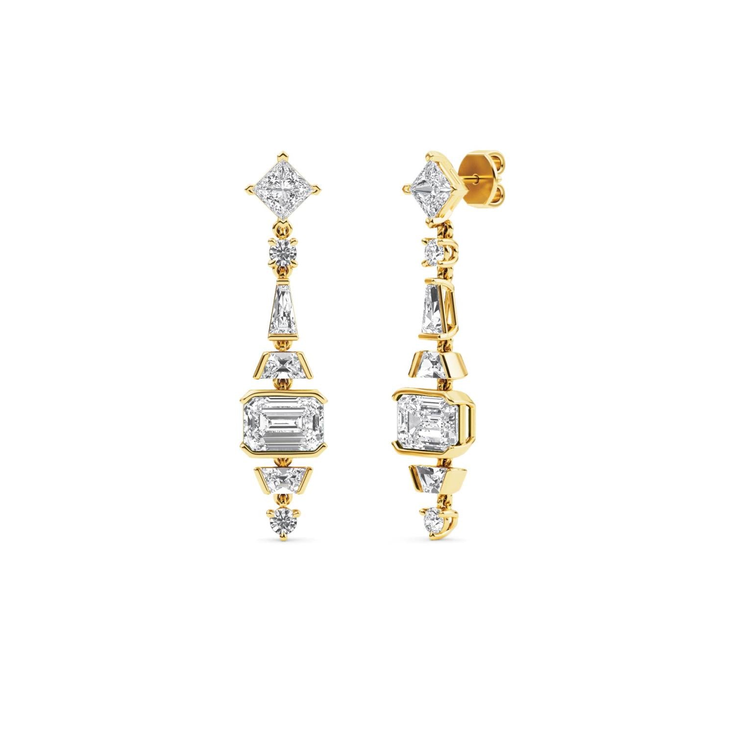 18K Yellow Gold Lab Grown Diamond EARRINGS 3.75 ctw SJE33403_D-3.75CT