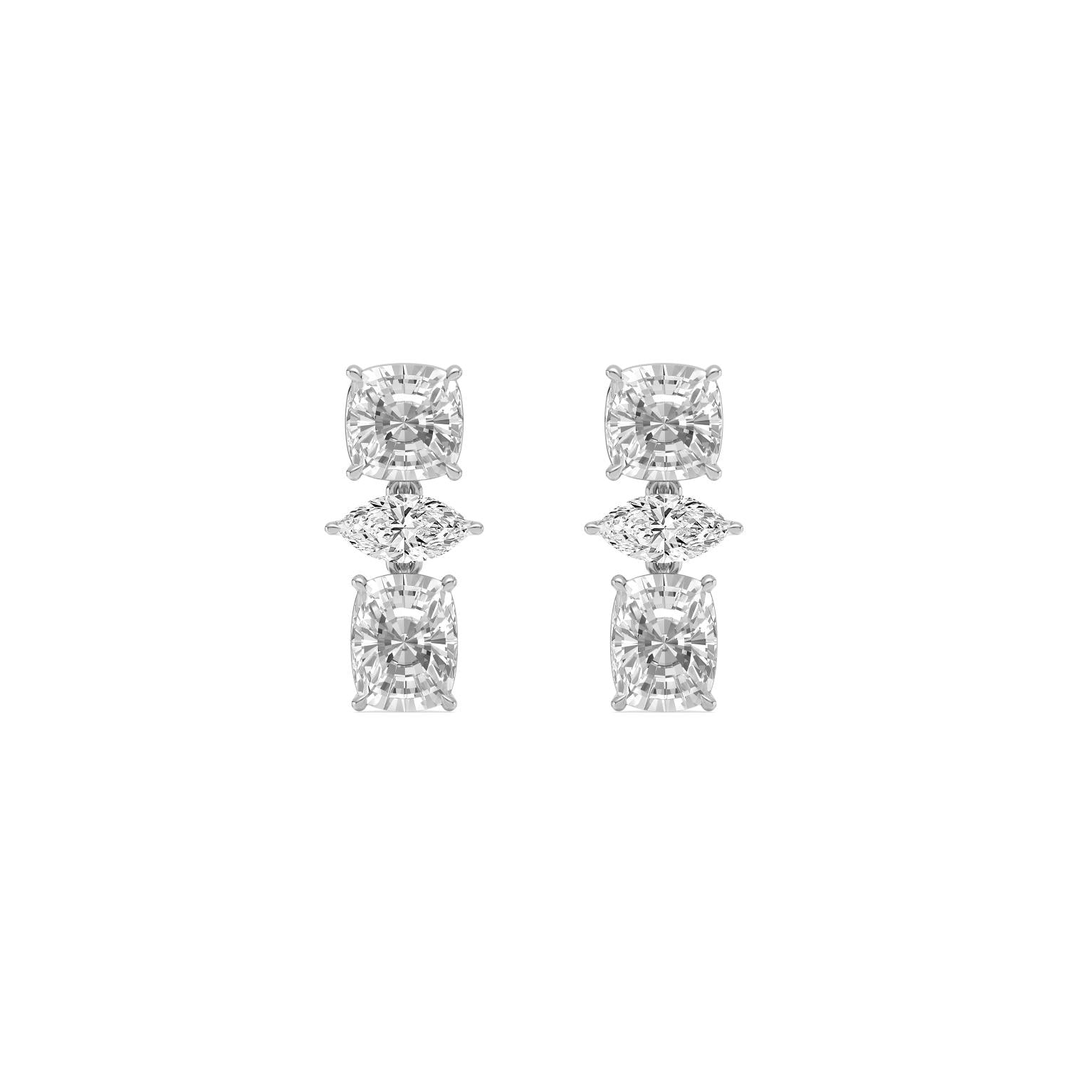 18K White Gold Lab Grown Diamond EARRINGS 4.68 ctw SJE33955-4.68CT