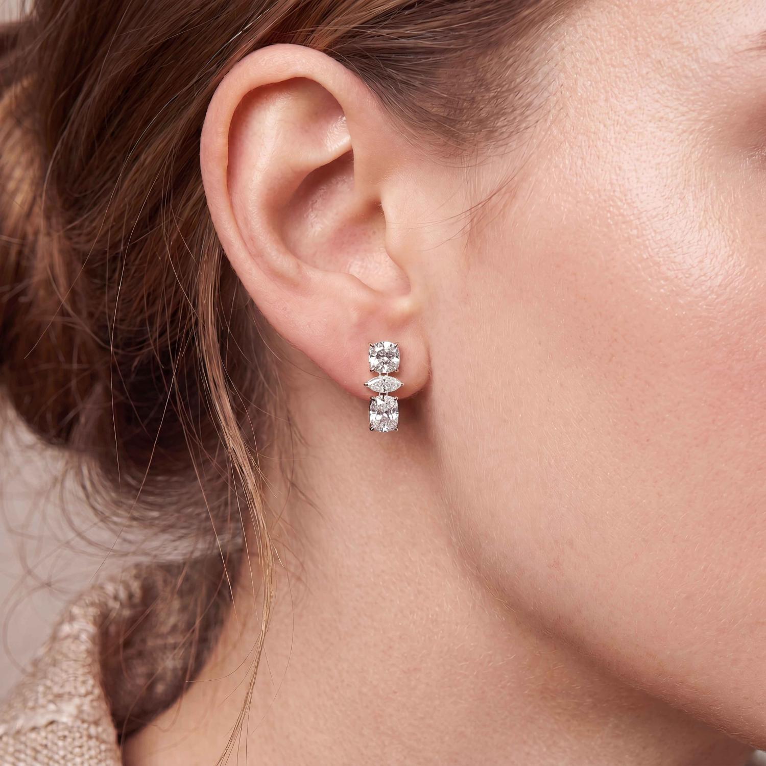 18K White Gold Lab Grown Diamond EARRINGS 4.68 ctw SJE33955-4.68CT
