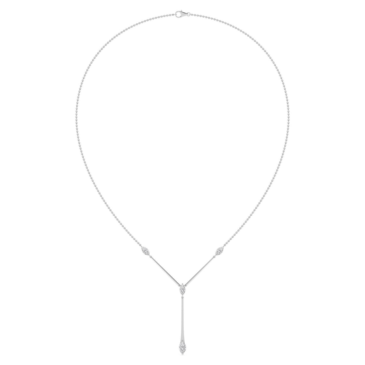 9K White Gold Lab Grown Diamond NECKLACE 1.48 ctw SJN08543MQ-1.50CT-16IN