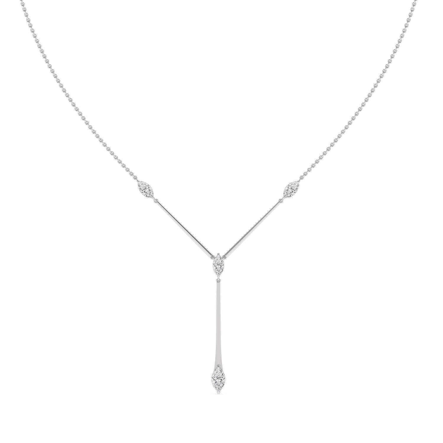 9K White Gold Lab Grown Diamond NECKLACE 1.48 ctw SJN08543MQ-1.50CT-16IN