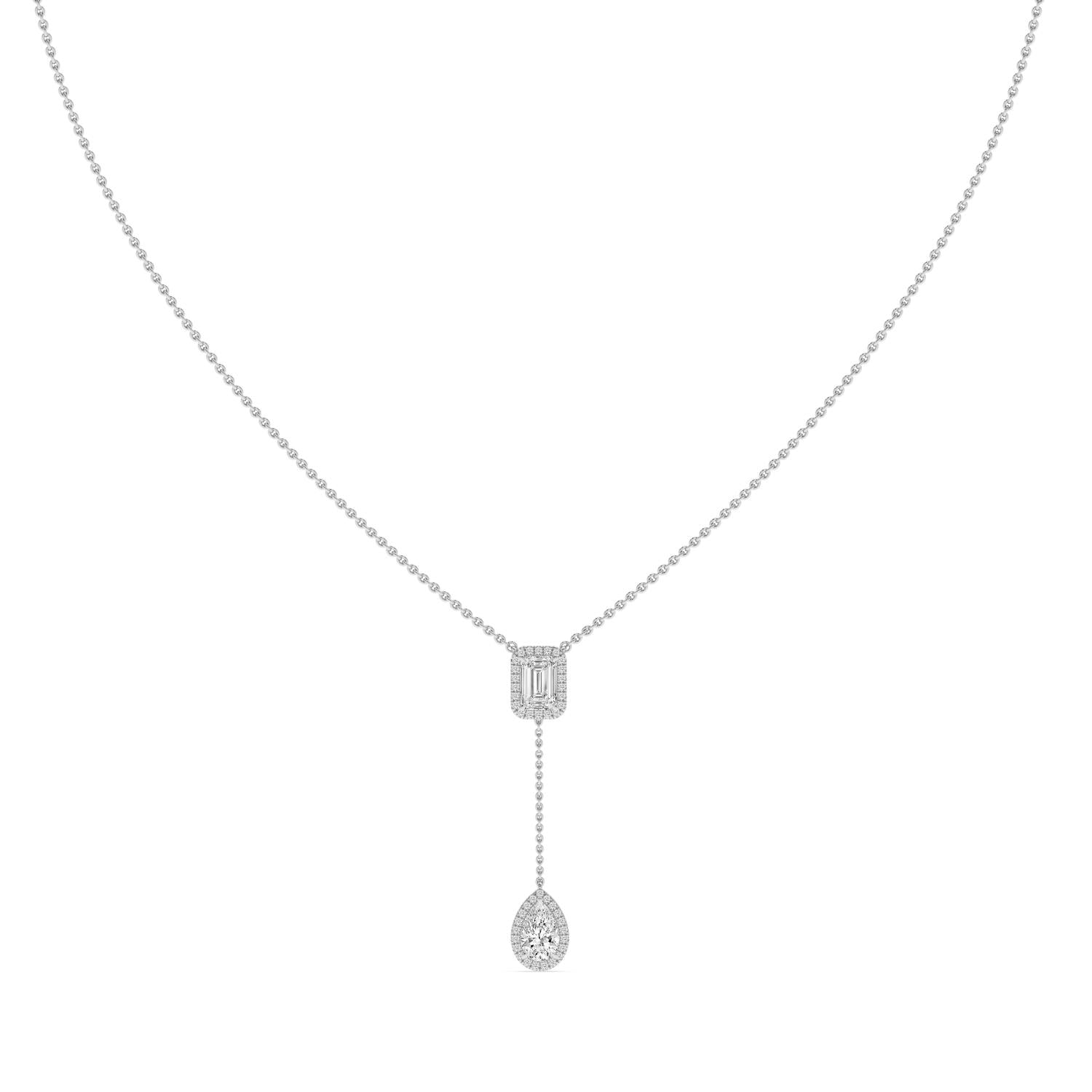 9K White Gold Lab Grown Diamond NECKLACE 2.01 ctw SJN08546EMPE-1.75CT