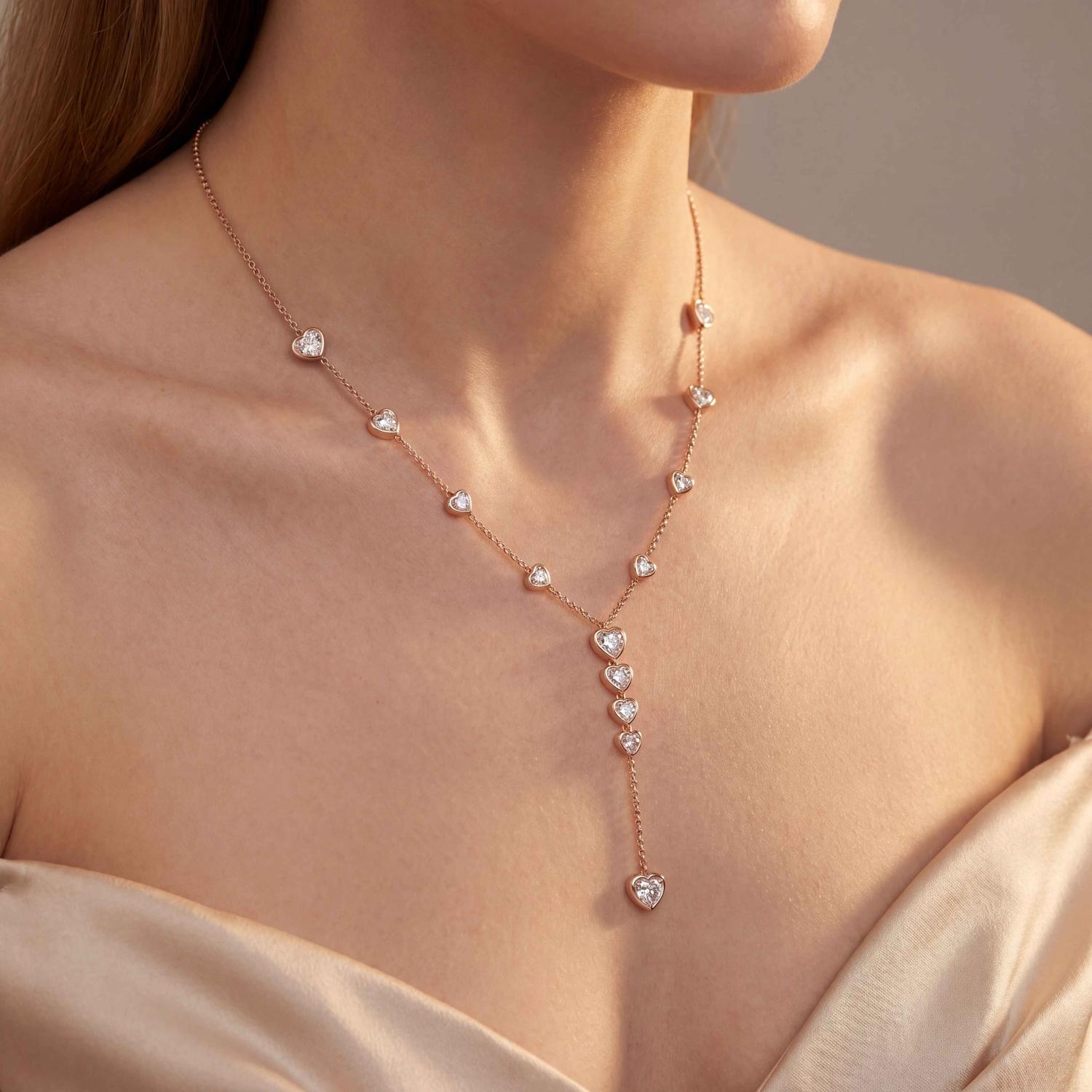 18K Rose Gold Lab Grown Diamond NECKLACE 3.21 ctw SJN08551HT-3.25CT-16IN