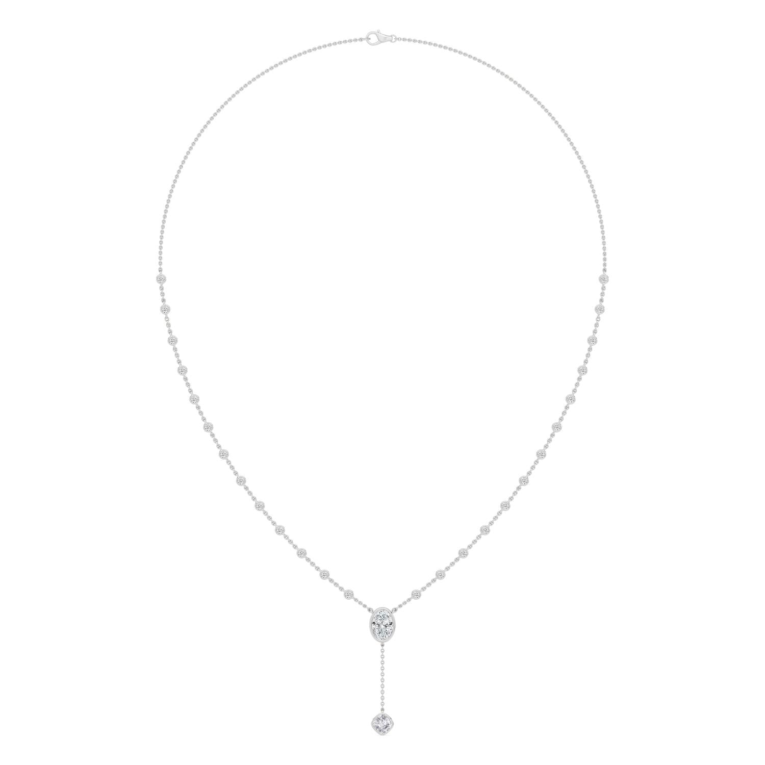 9K White Gold Lab Grown Diamond NECKLACE 2.39 ctw SJN08570OV-1.00CT-16IN