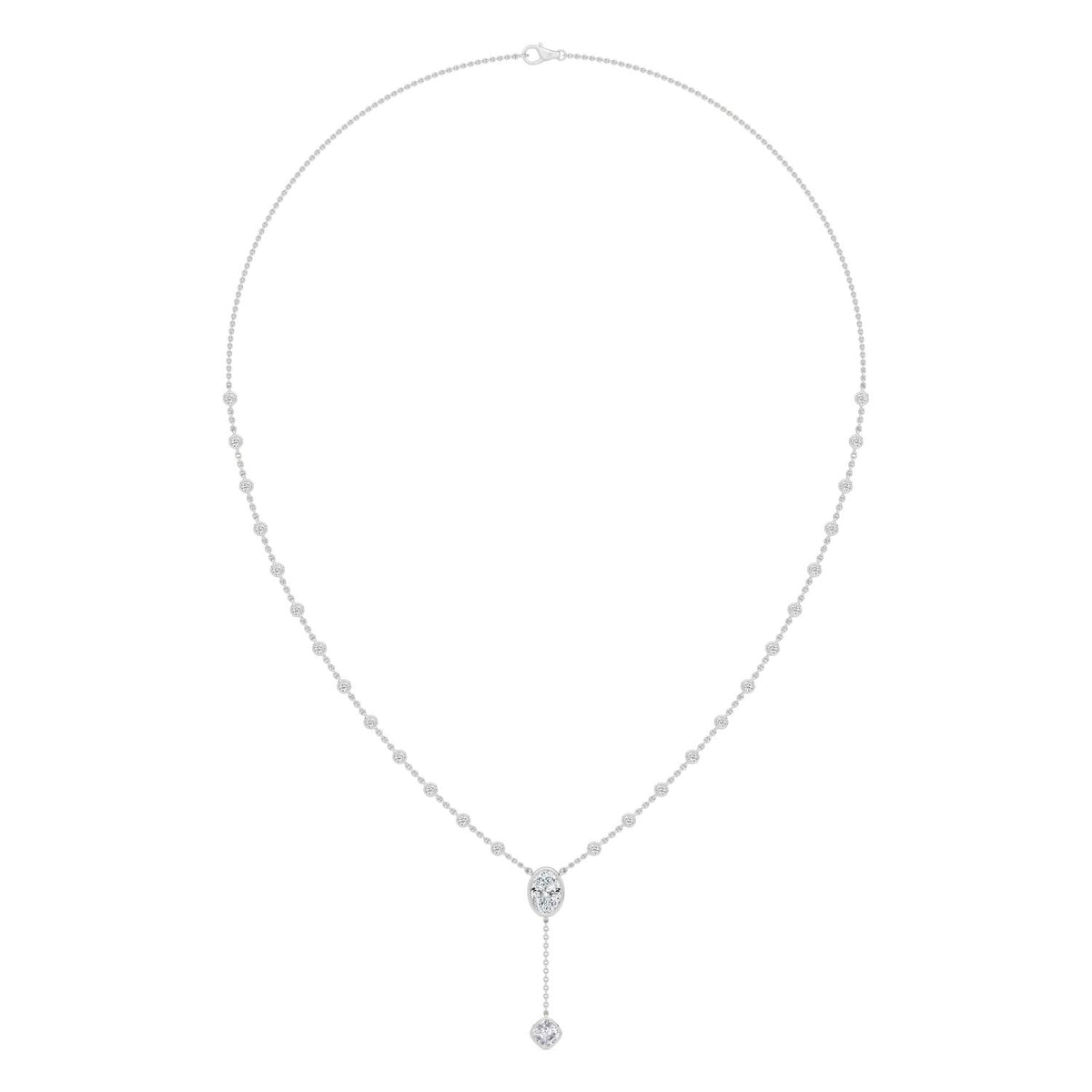 9K White Gold Lab Grown Diamond NECKLACE 2.39 ctw SJN08570OV-1.00CT-16IN