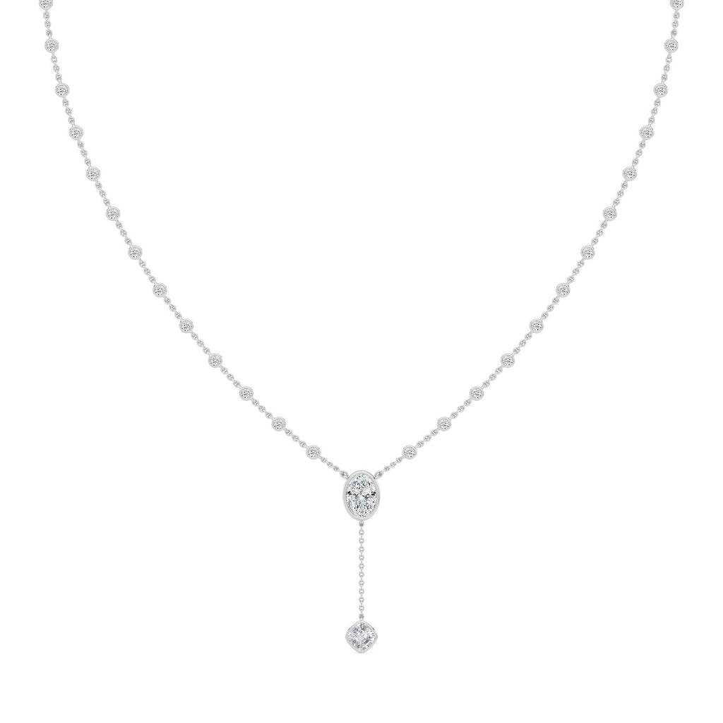 9K White Gold Lab Grown Diamond NECKLACE 2.39 ctw SJN08570OV-1.00CT-16IN