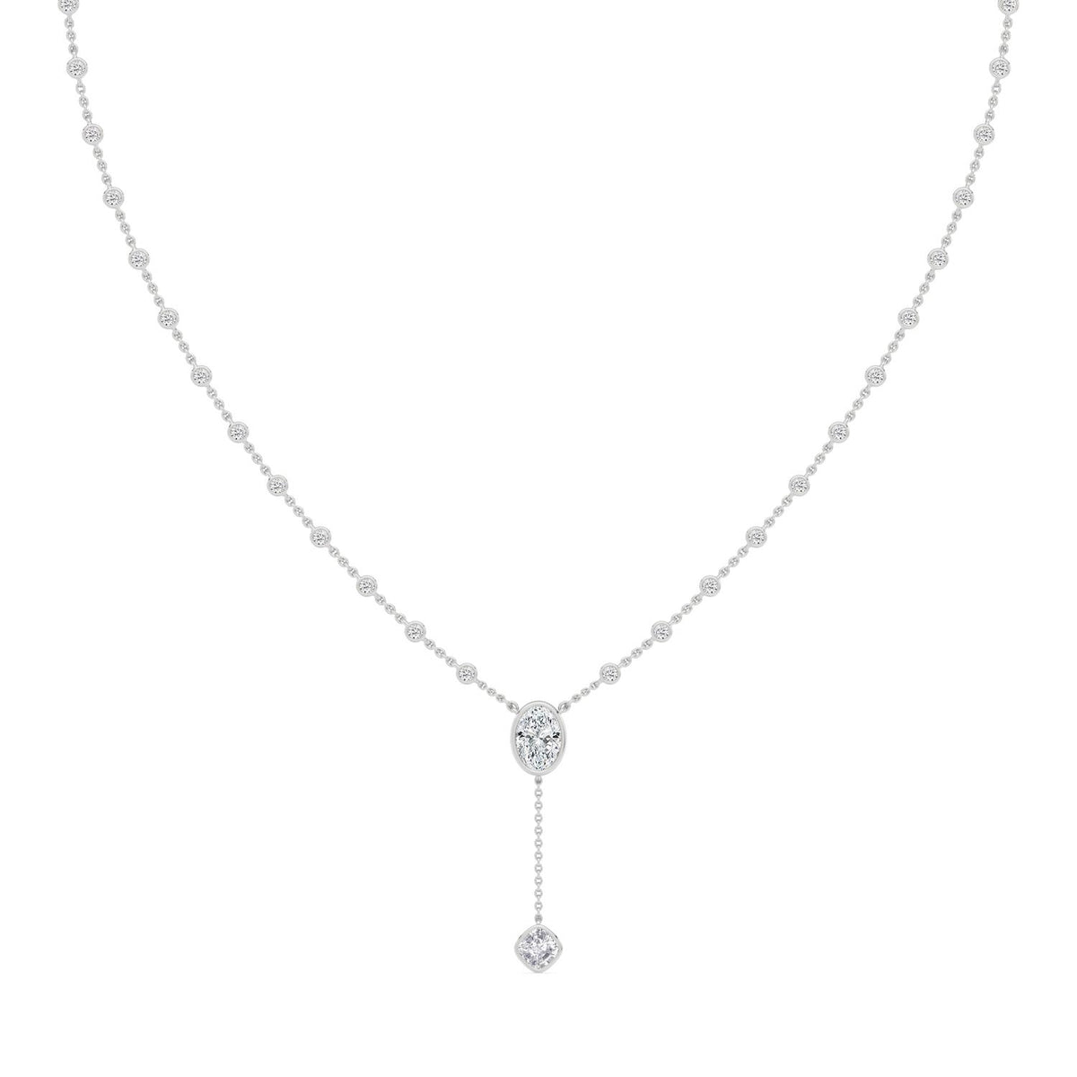 9K White Gold Lab Grown Diamond NECKLACE 2.39 ctw SJN08570OV-1.00CT-16IN