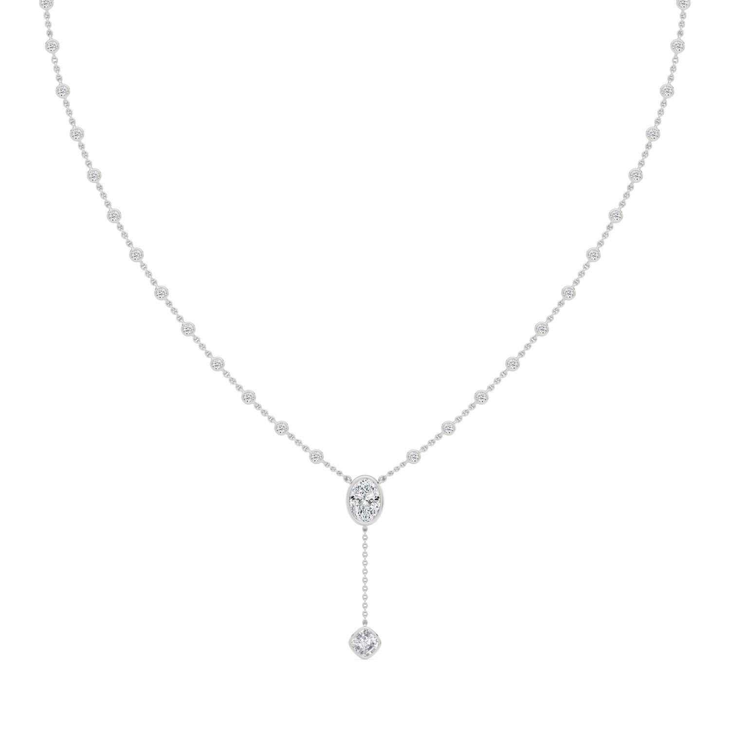 9K White Gold Lab Grown Diamond NECKLACE 2.39 ctw SJN08570OV-1.00CT-16IN