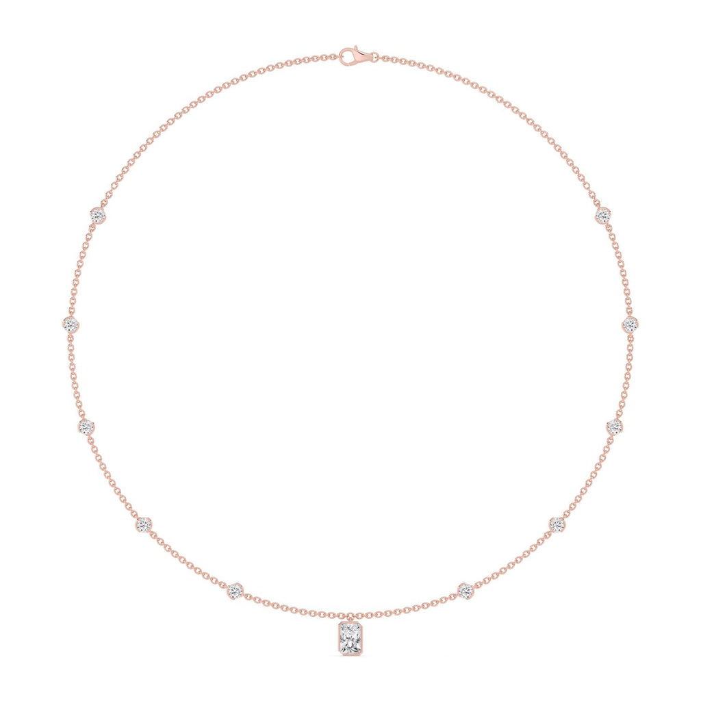 18K Rose Gold Lab Grown Diamond NECKLACE 2.50 ctw SJN08573RDT-1.00CT-16IN