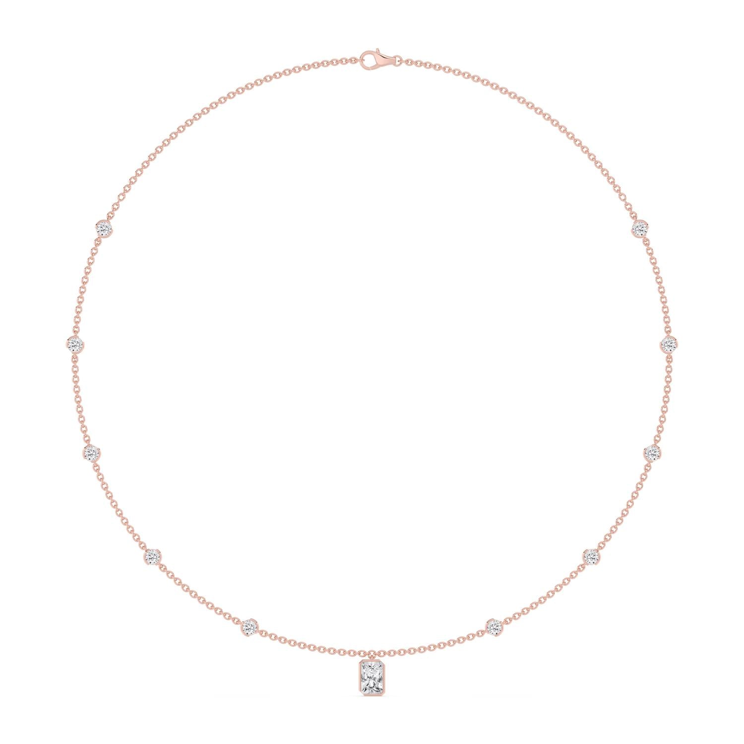 18K Rose Gold Lab Grown Diamond NECKLACE 2.50 ctw SJN08573RDT-1.00CT-16IN