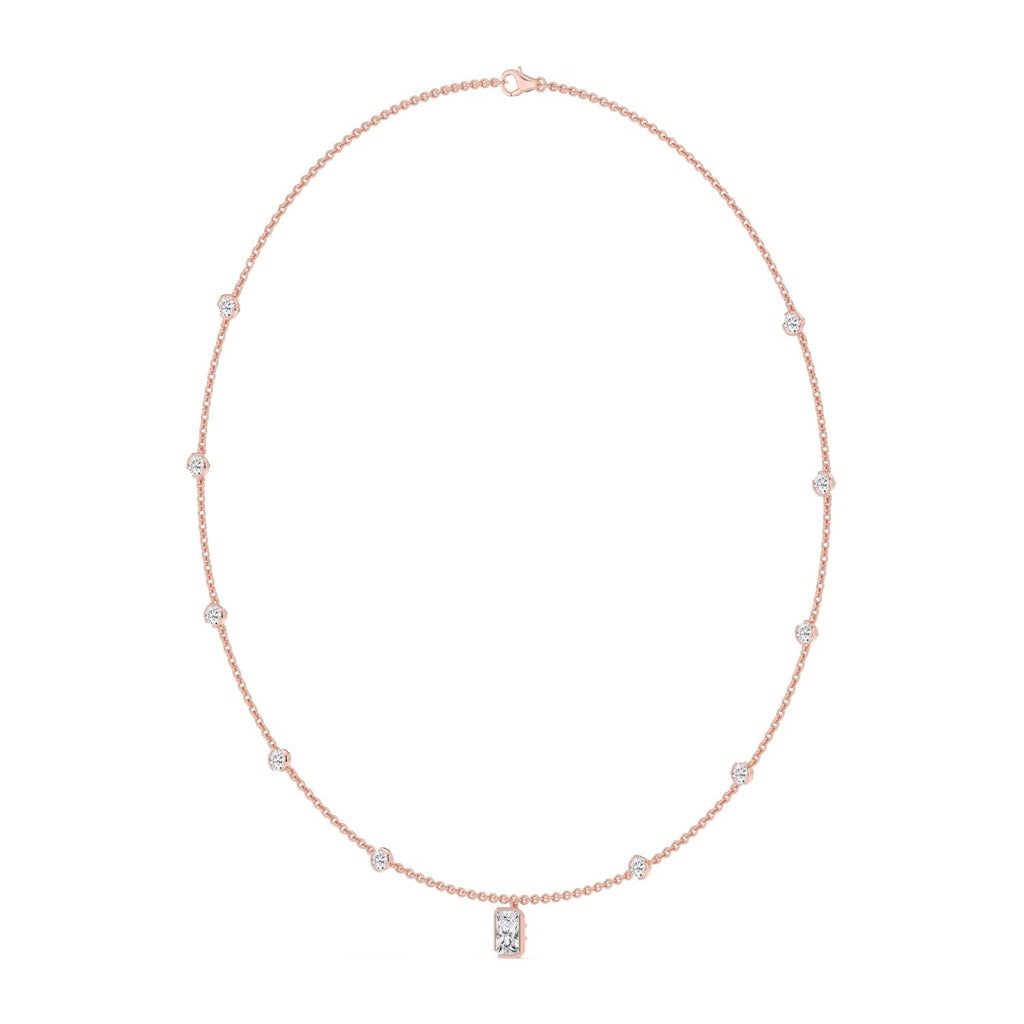 18K Rose Gold Lab Grown Diamond NECKLACE 2.50 ctw SJN08573RDT-1.00CT-16IN
