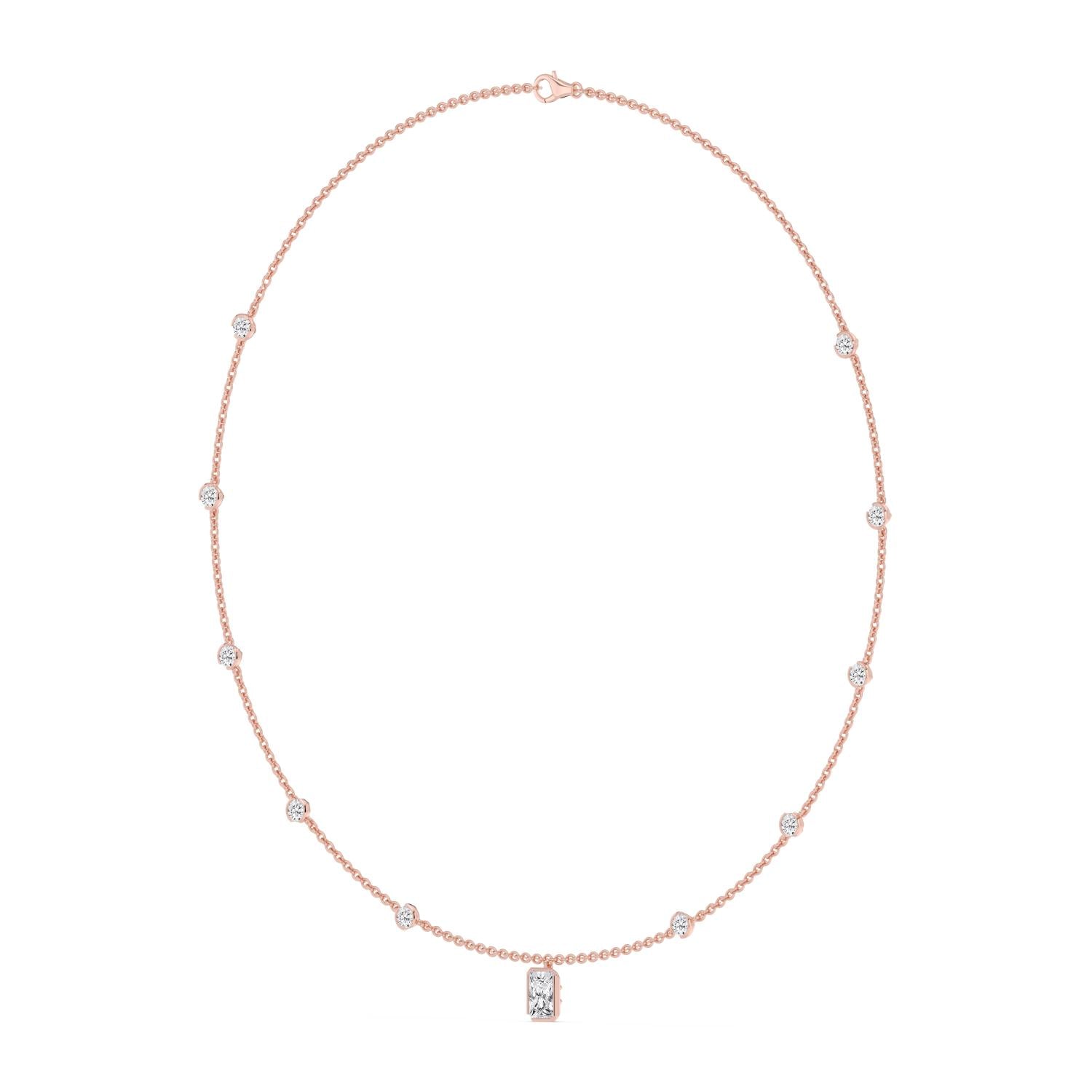 18K Rose Gold Lab Grown Diamond NECKLACE 2.50 ctw SJN08573RDT-1.00CT-16IN
