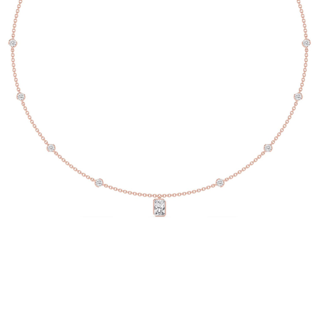 18K Rose Gold Lab Grown Diamond NECKLACE 2.50 ctw SJN08573RDT-1.00CT-16IN