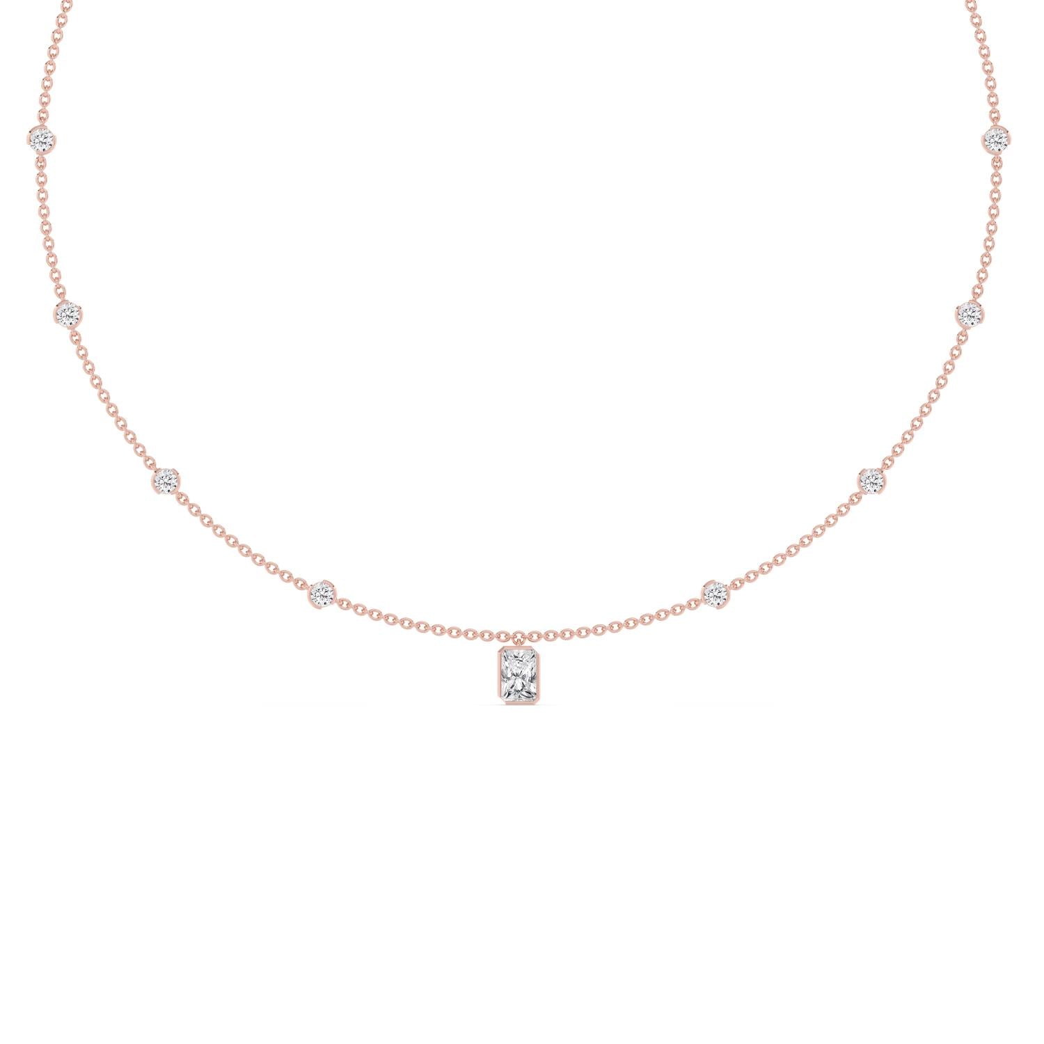 18K Rose Gold Lab Grown Diamond NECKLACE 2.50 ctw SJN08573RDT-1.00CT-16IN