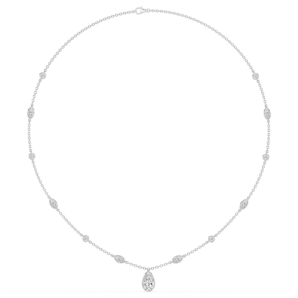 18K White Gold Lab Grown Diamond NECKLACE 3.72 ctw SJN08574PE-1.50CT-16IN