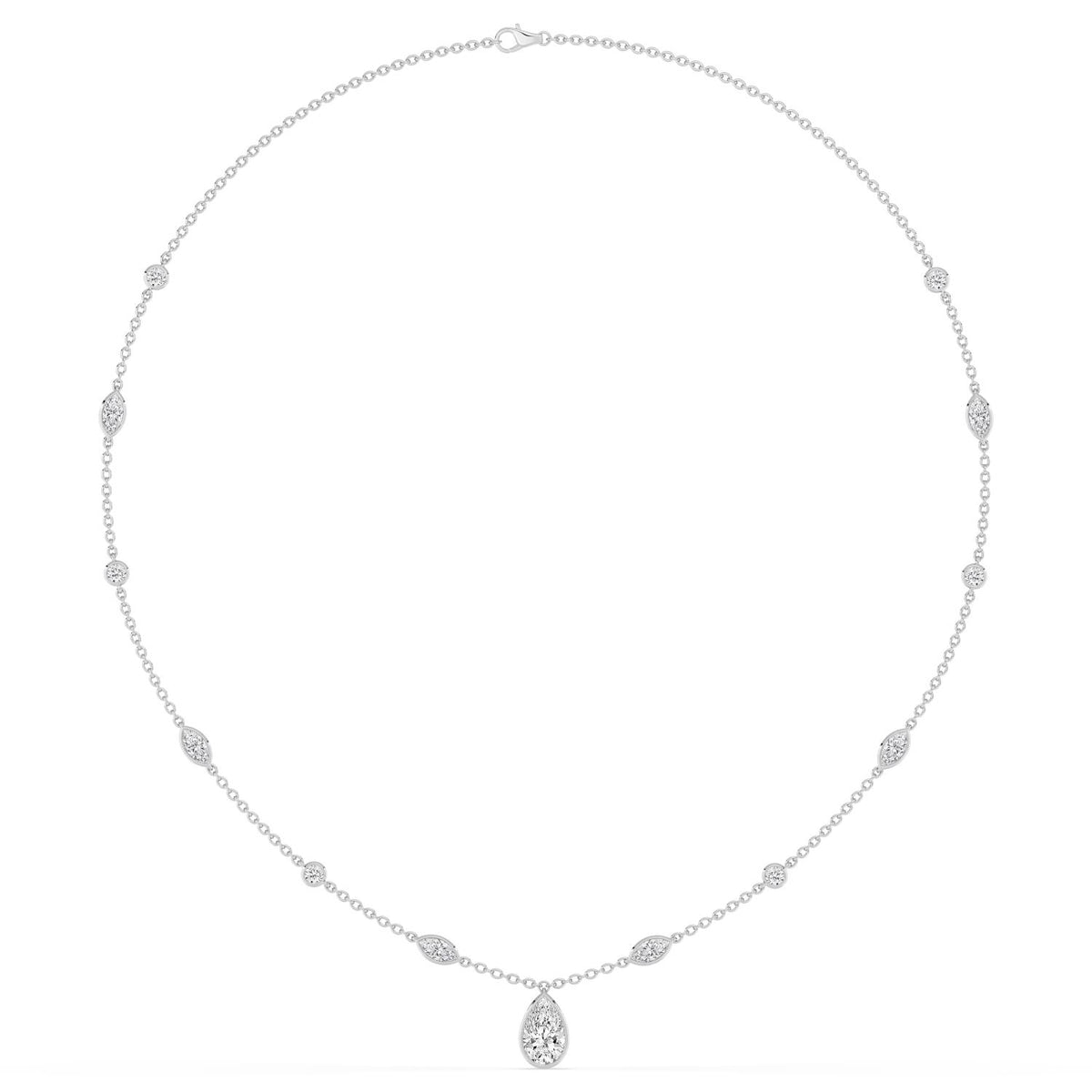 18K White Gold Lab Grown Diamond NECKLACE 3.72 ctw SJN08574PE-1.50CT-16IN
