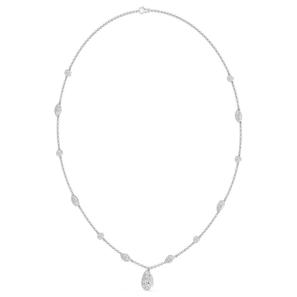 18K White Gold Lab Grown Diamond NECKLACE 3.72 ctw SJN08574PE-1.50CT-16IN