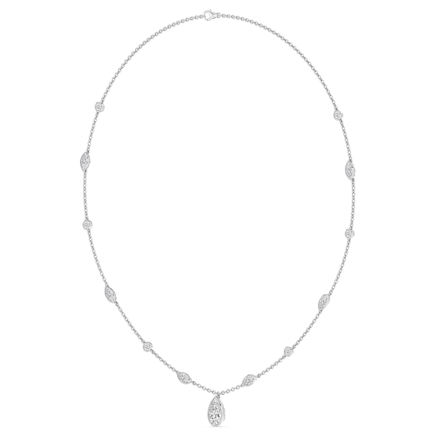 18K White Gold Lab Grown Diamond NECKLACE 3.72 ctw SJN08574PE-1.50CT-16IN