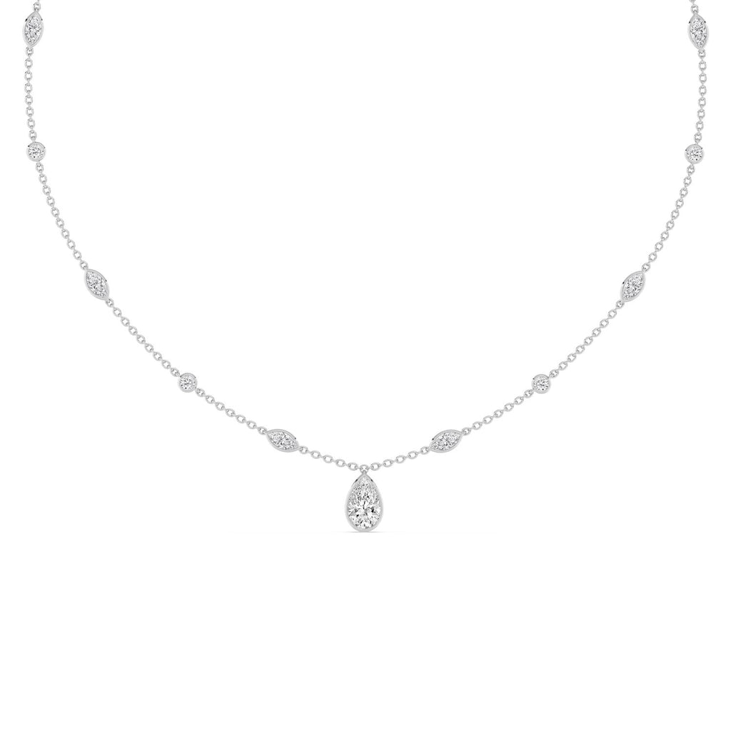 18K White Gold Lab Grown Diamond NECKLACE 3.72 ctw SJN08574PE-1.50CT-16IN