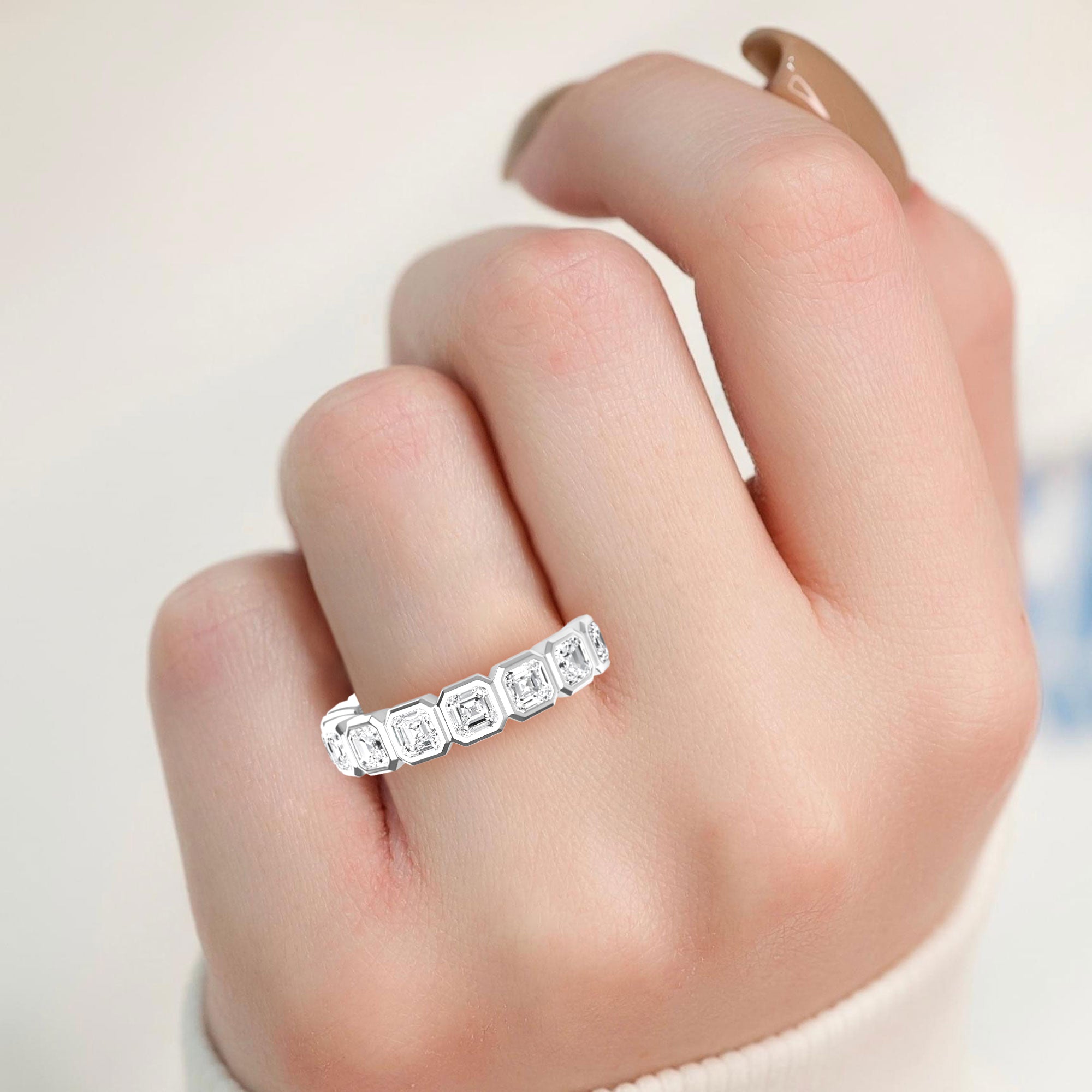 14K White Gold Lab Grown Diamond Wedding Bands 3.84 ctw SJR60534ASS-3.83CT