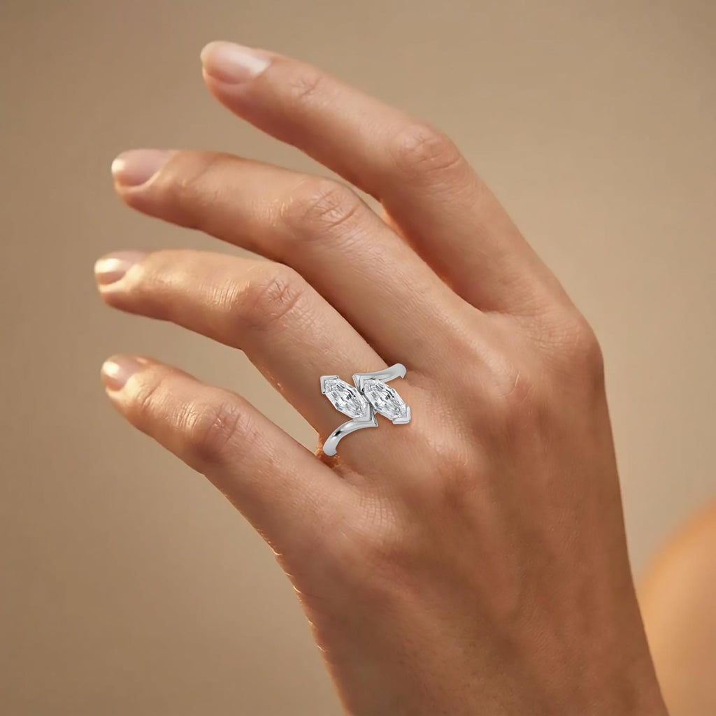 10K White Gold Lab Grown Diamond RING 1.60 ctw SJR61737SMQ-1.63CT